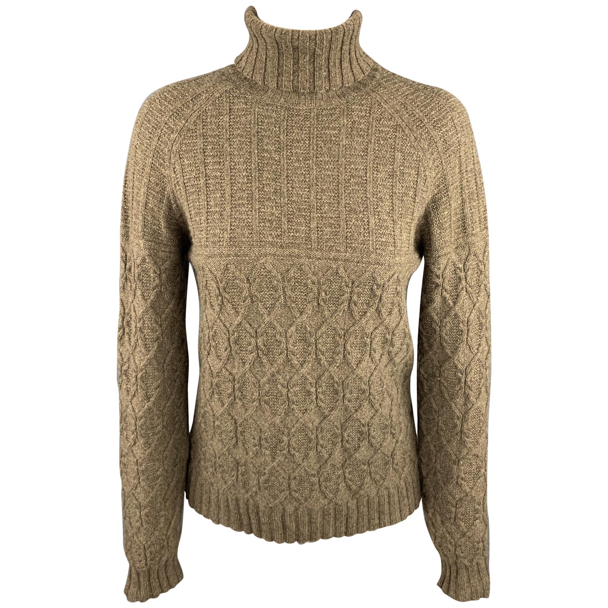 RALPH LAUREN Size M Taupe Knitted Cashmere Turtleneck Pullover