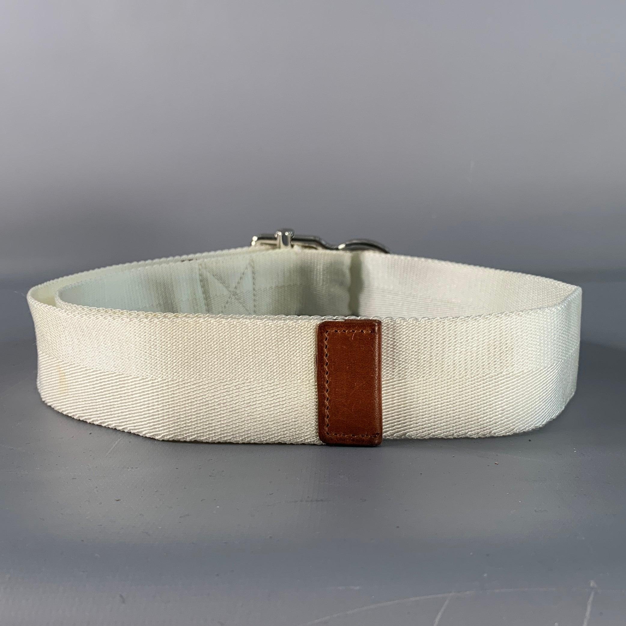 Ralph Lauren Cintura in pelle di nylon bianca e marrone taglia M. In condizioni ottime in vendita a San Francisco, CA