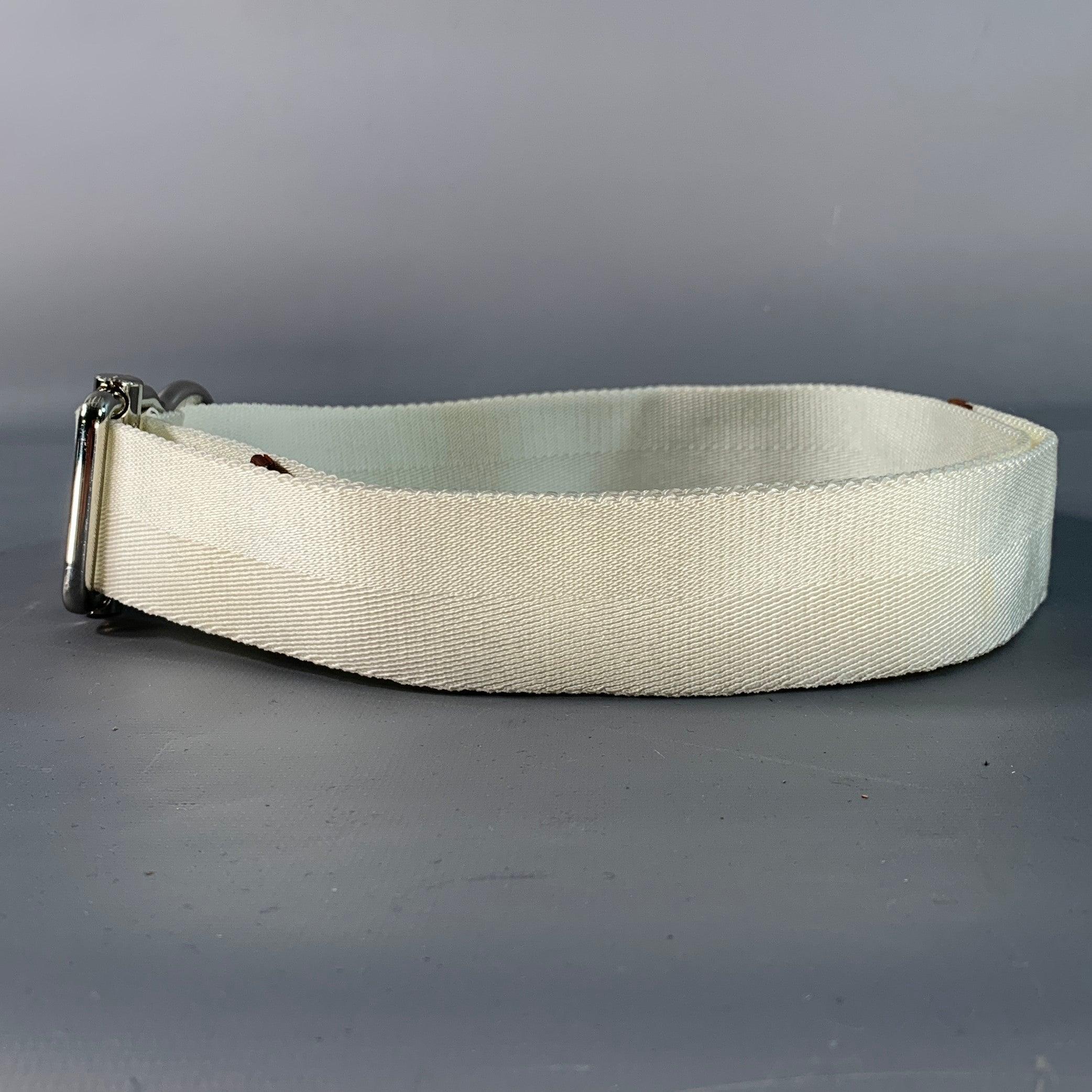 Uomo Ralph Lauren Cintura in pelle di nylon bianca e marrone taglia M. in vendita