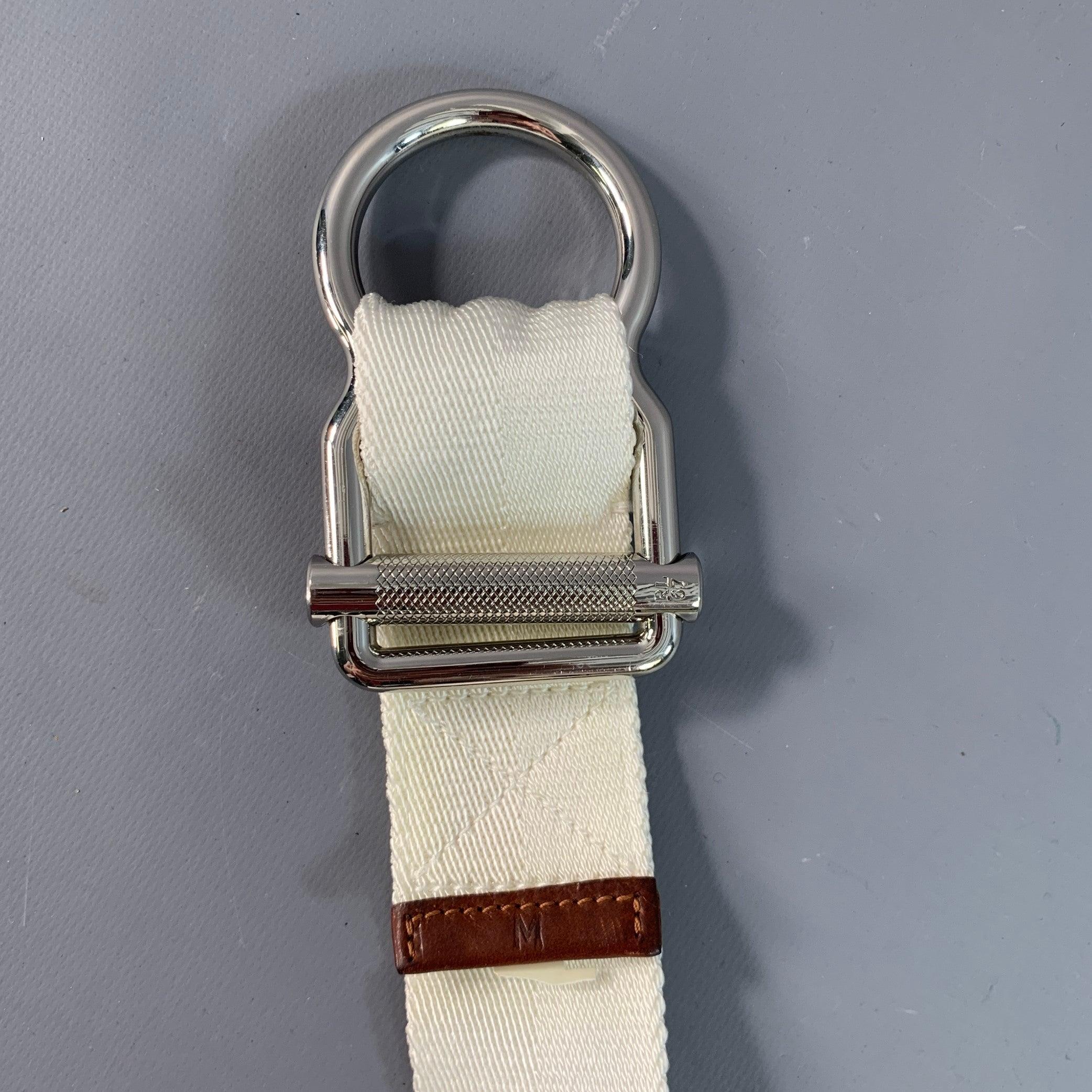 Ralph Lauren Cintura in pelle di nylon bianca e marrone taglia M. in vendita 2