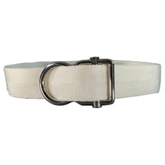 Ralph Lauren Cintura in pelle di nylon bianca e marrone taglia M.