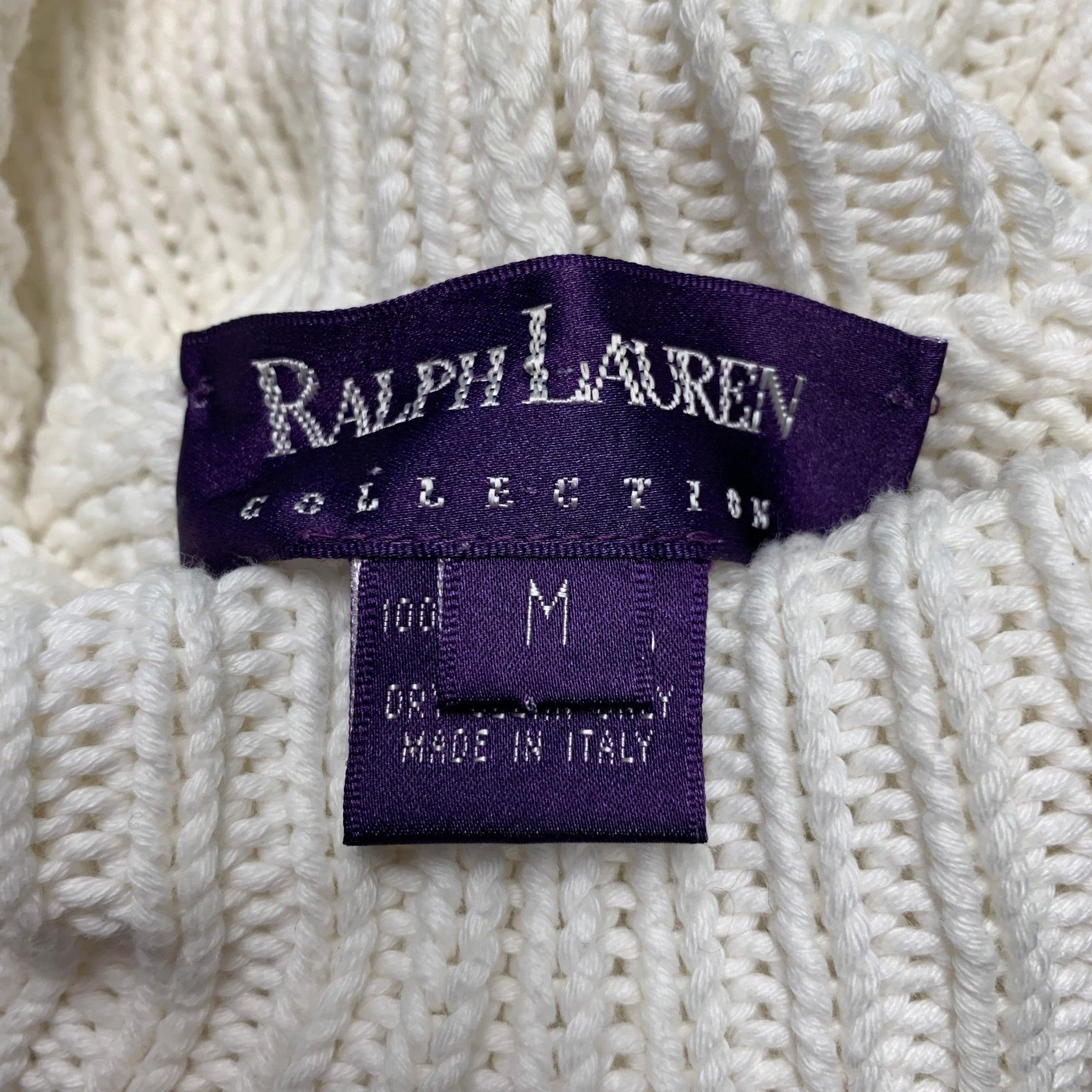 RALPH LAUREN Size M White Cotton Turtleneck Casual Top For Sale 1