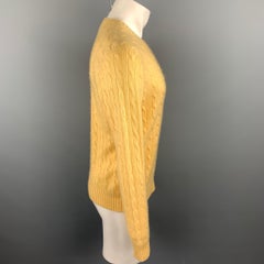 RALPH LAUREN Size M Yellow Cable Knit Cashmere Crew-Neck Sweater