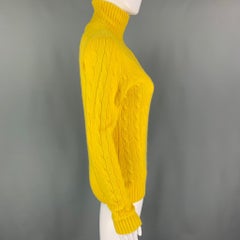 RALPH LAUREN Size M Yellow Cashmere Cable Turtleneck Sweater
