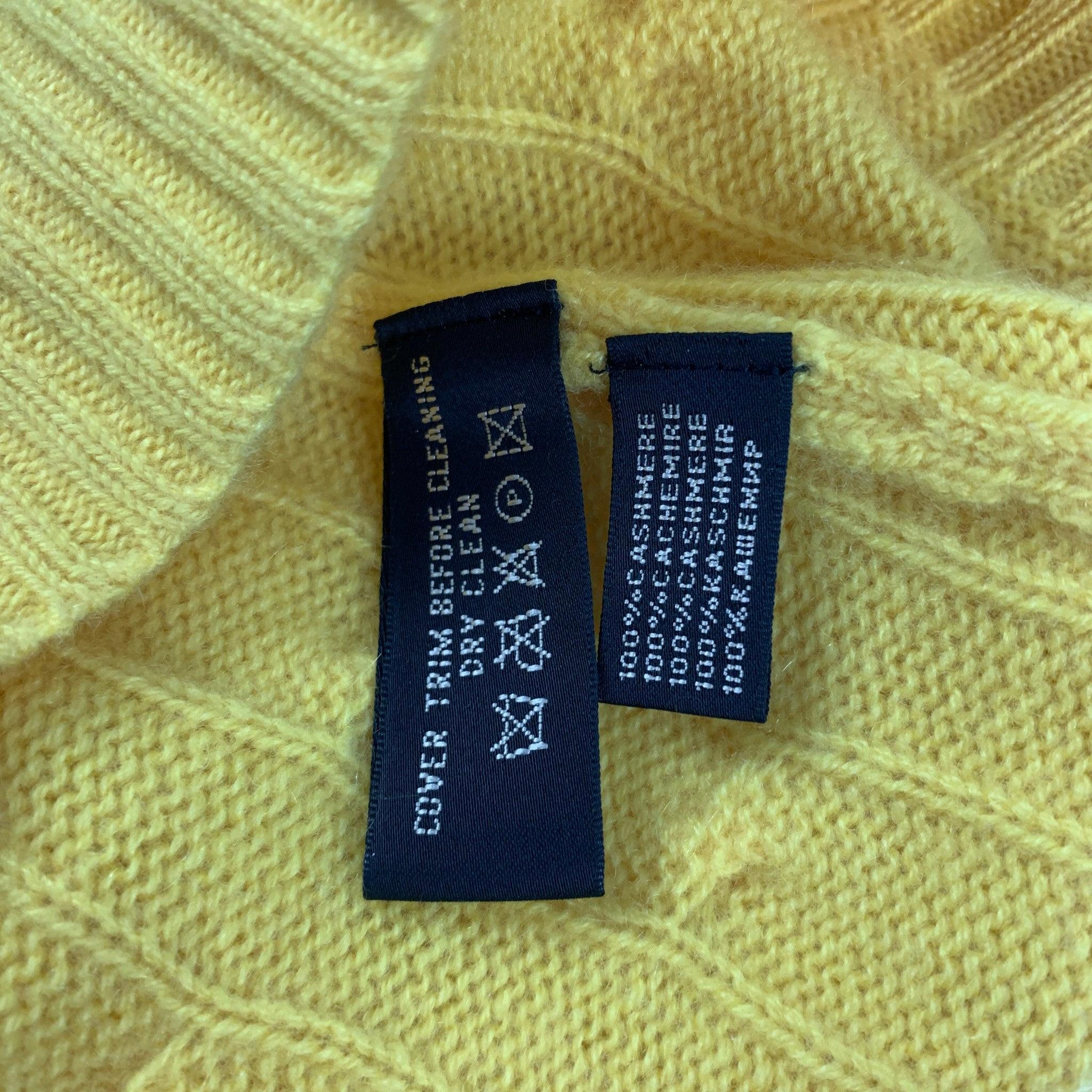 Women's RALPH LAUREN Size M Yellow Cashmere Cable Turtleneck Sweater