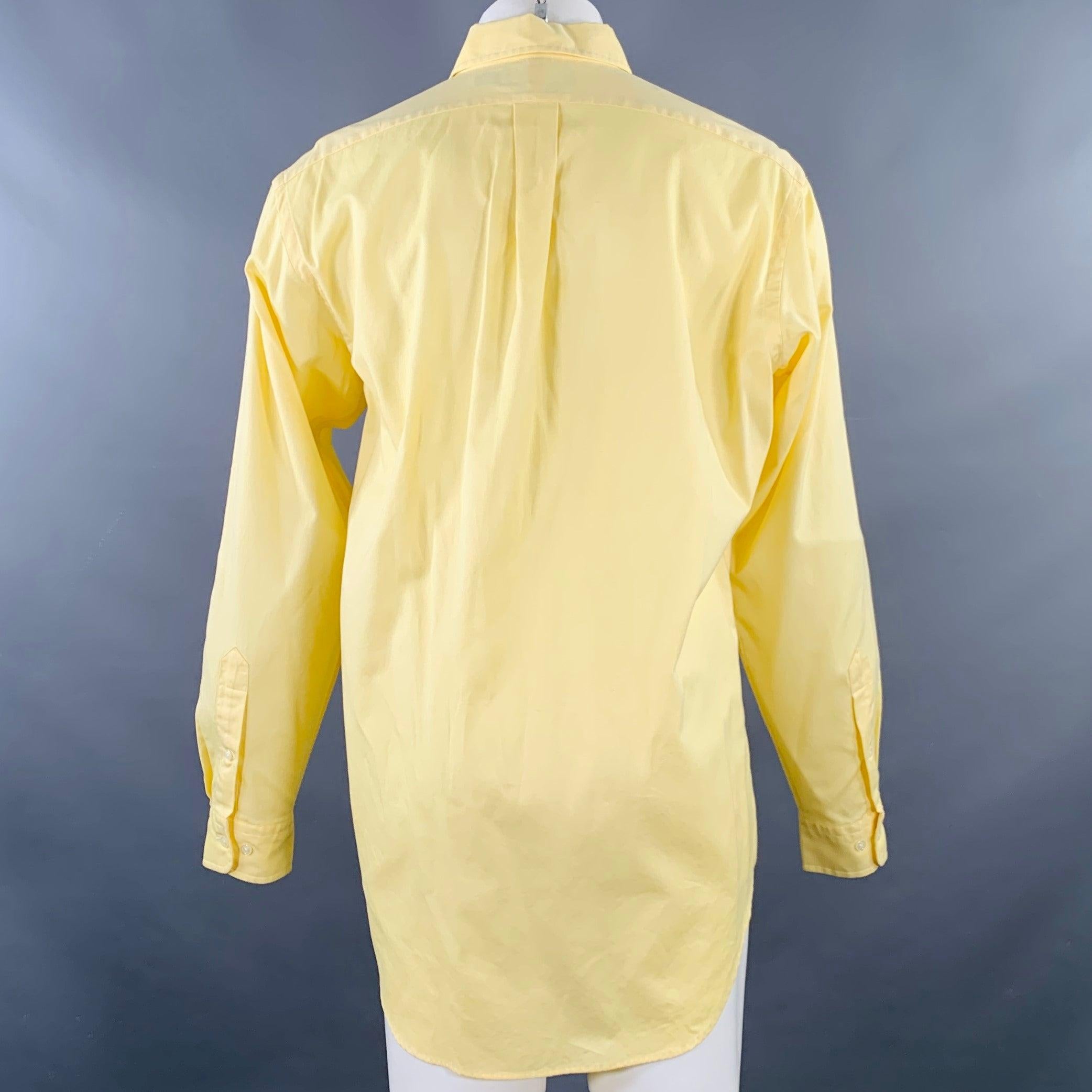 RALPH LAUREN Size M Yellow Cotton Button Down Collar Long Sleeve Shirt In Excellent Condition For Sale In San Francisco, CA