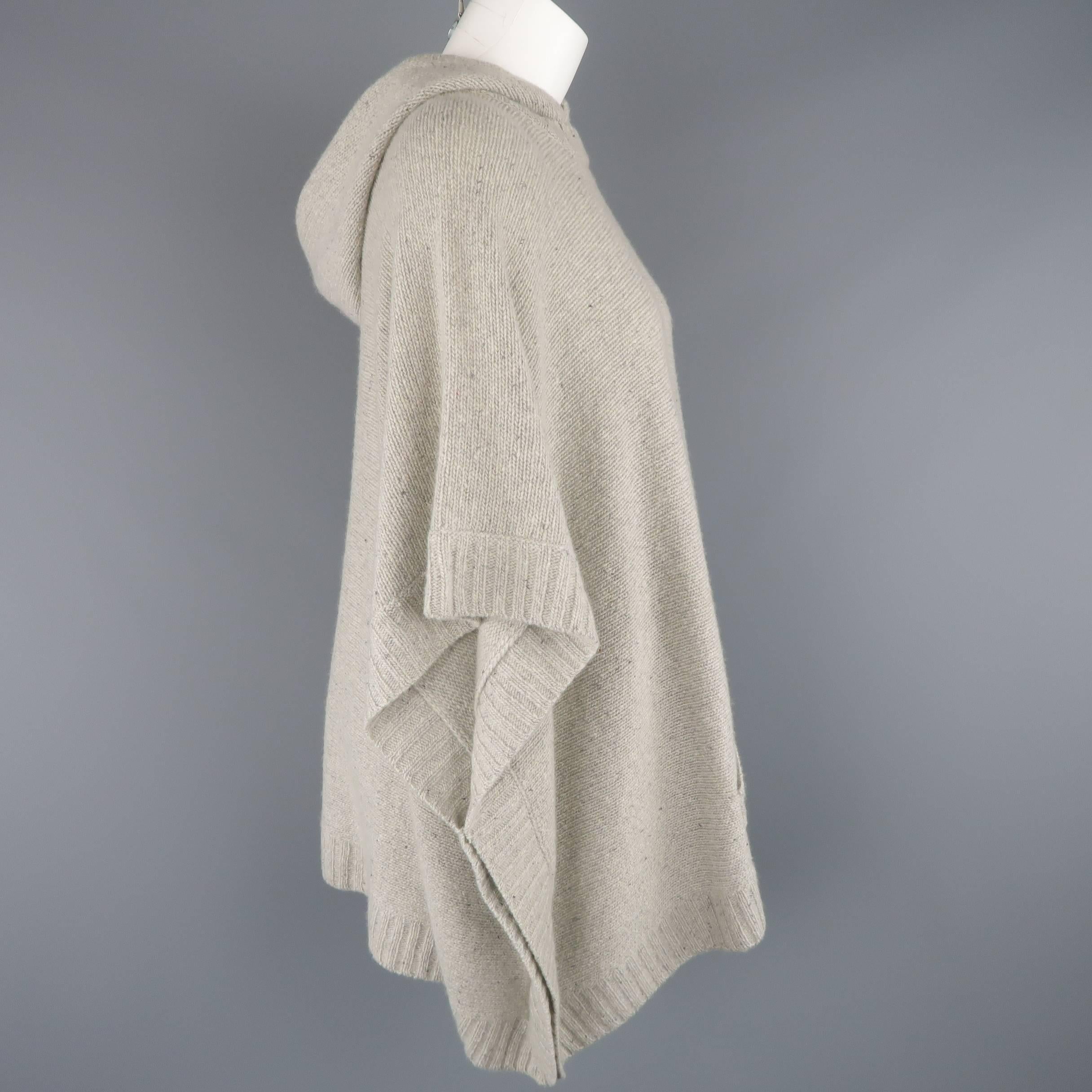 Ralph Lauren Gray Cashmere Knit Hooded Poncho 1