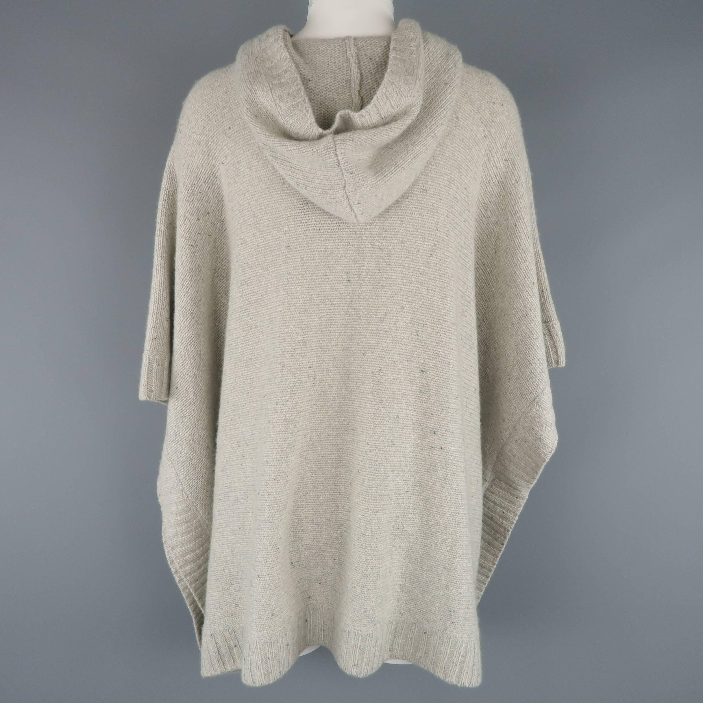 Ralph Lauren Gray Cashmere Knit Hooded Poncho 2
