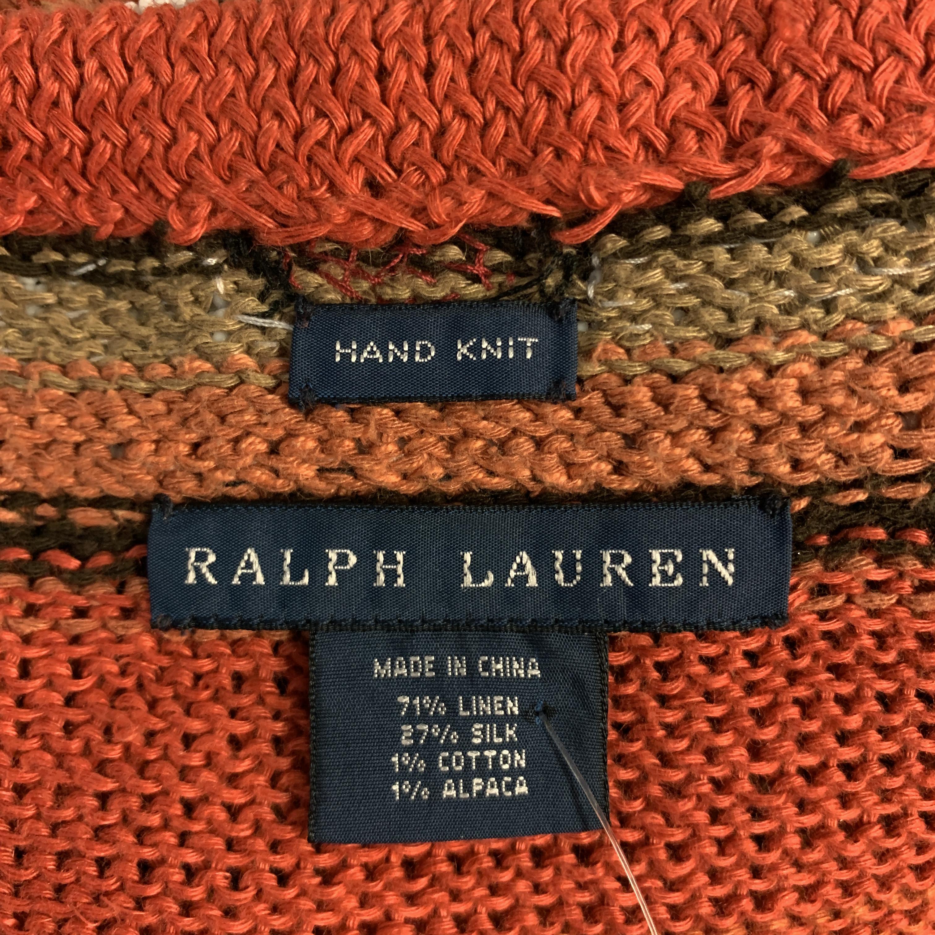 RALPH LAUREN Size One Size Brick Linen / Silk Poncho 6