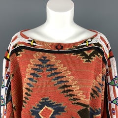 RALPH LAUREN Size One Size Brick Linen / Silk Poncho