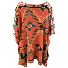 RALPH LAUREN Size One Size Brick Linen / Silk Poncho