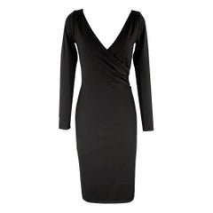 RALPH LAUREN Size S Black Cashmere/polyester Knitted Wrap Dress