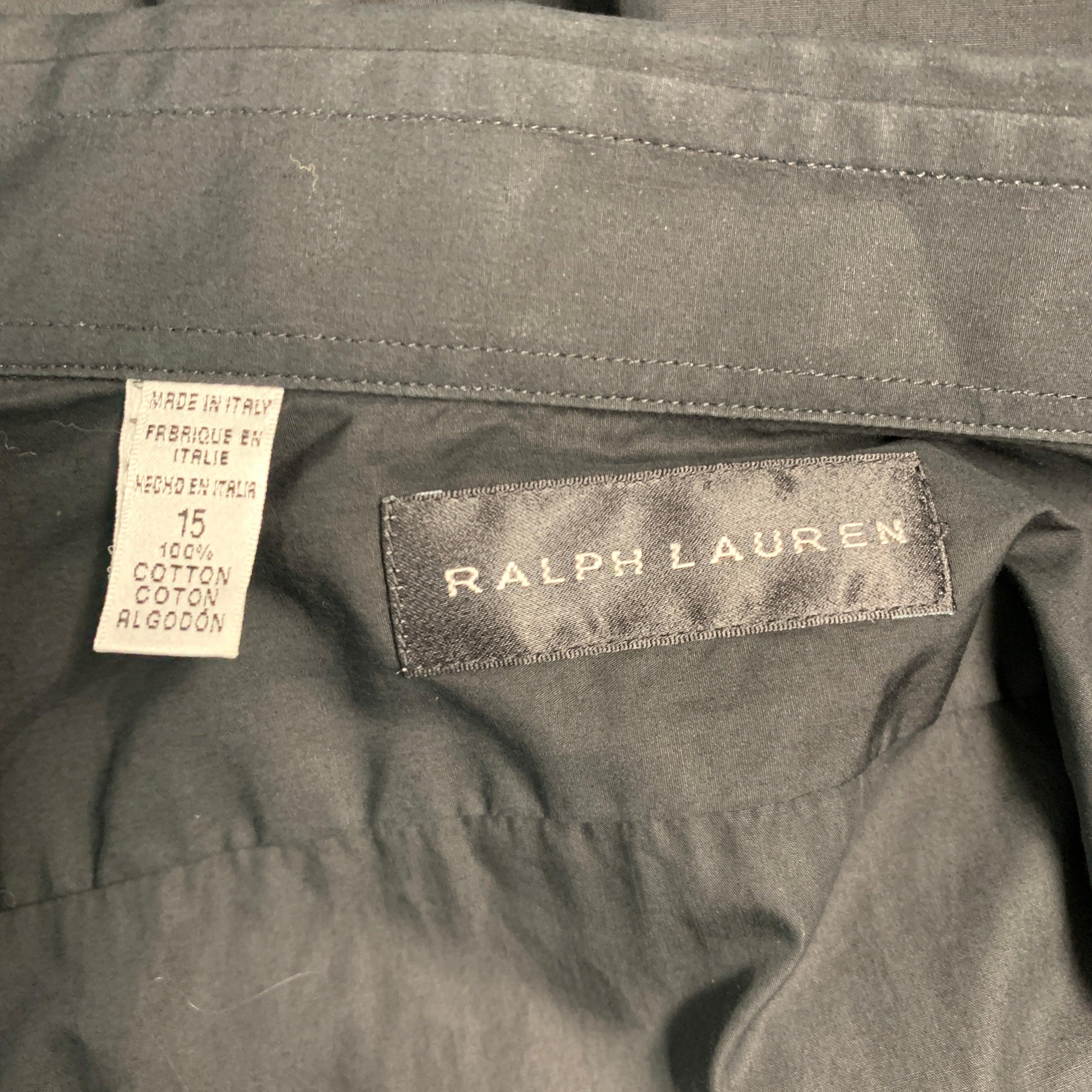 Men's RALPH LAUREN Size S Black Cotton Button Up Long Sleeve Shirt For Sale
