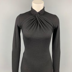 RALPH LAUREN Size S Black Knitted Cashmere High Collar Dress