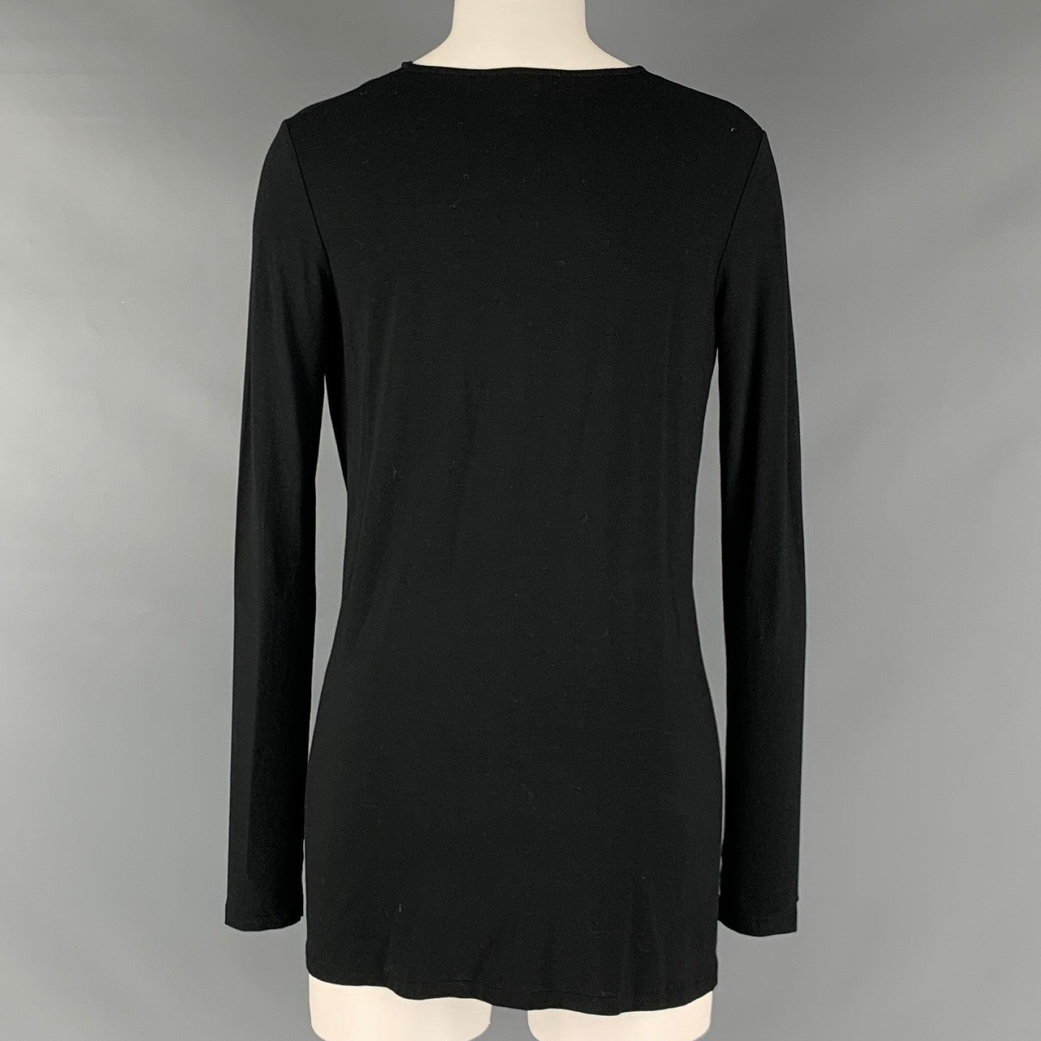 RALPH LAUREN Size S Black Viscose  Elastane Long Sleeve Pullover In Good Condition For Sale In San Francisco, CA