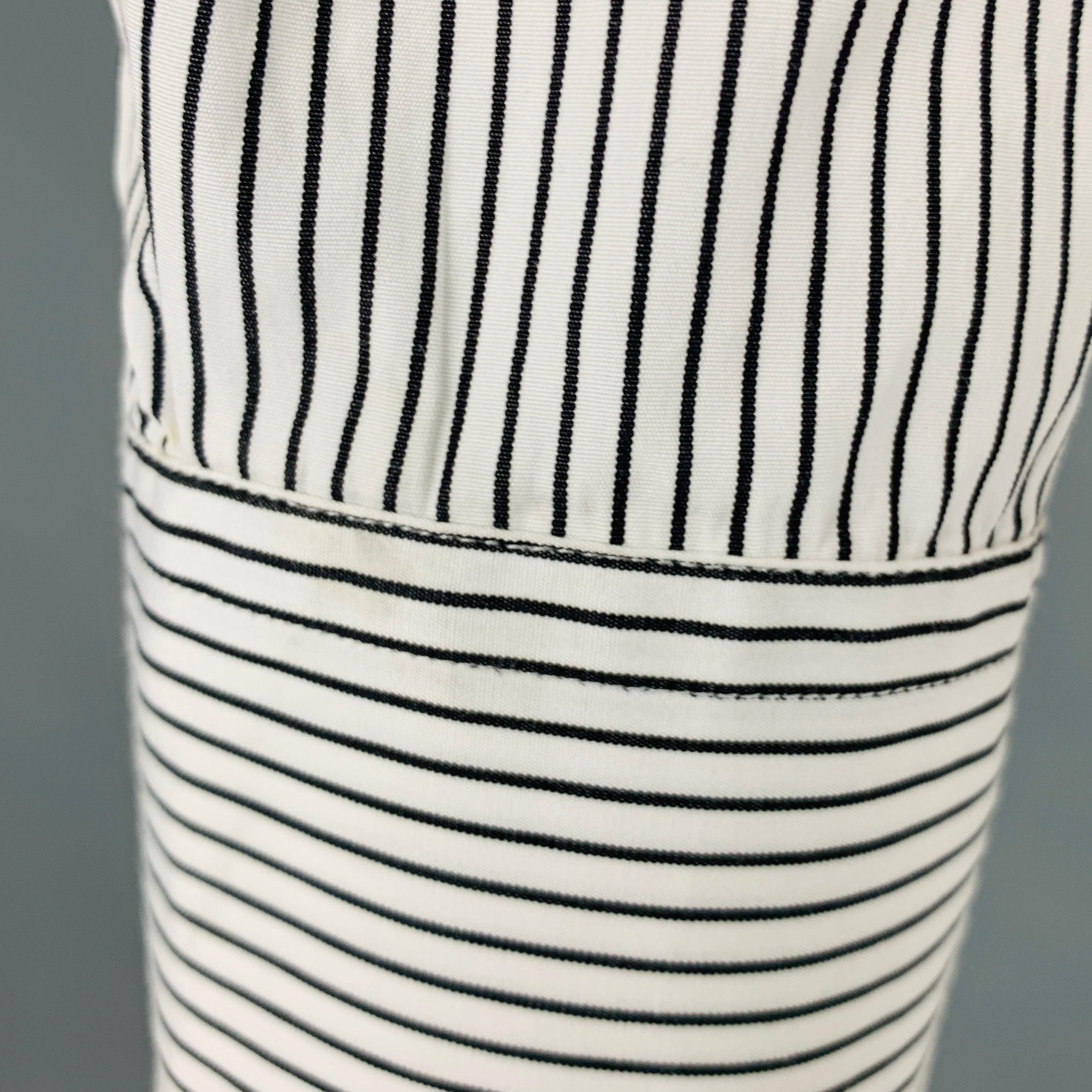 RALPH LAUREN Size S Black White Stripe Cotton Button Down Long Sleeve Shirt For Sale 1