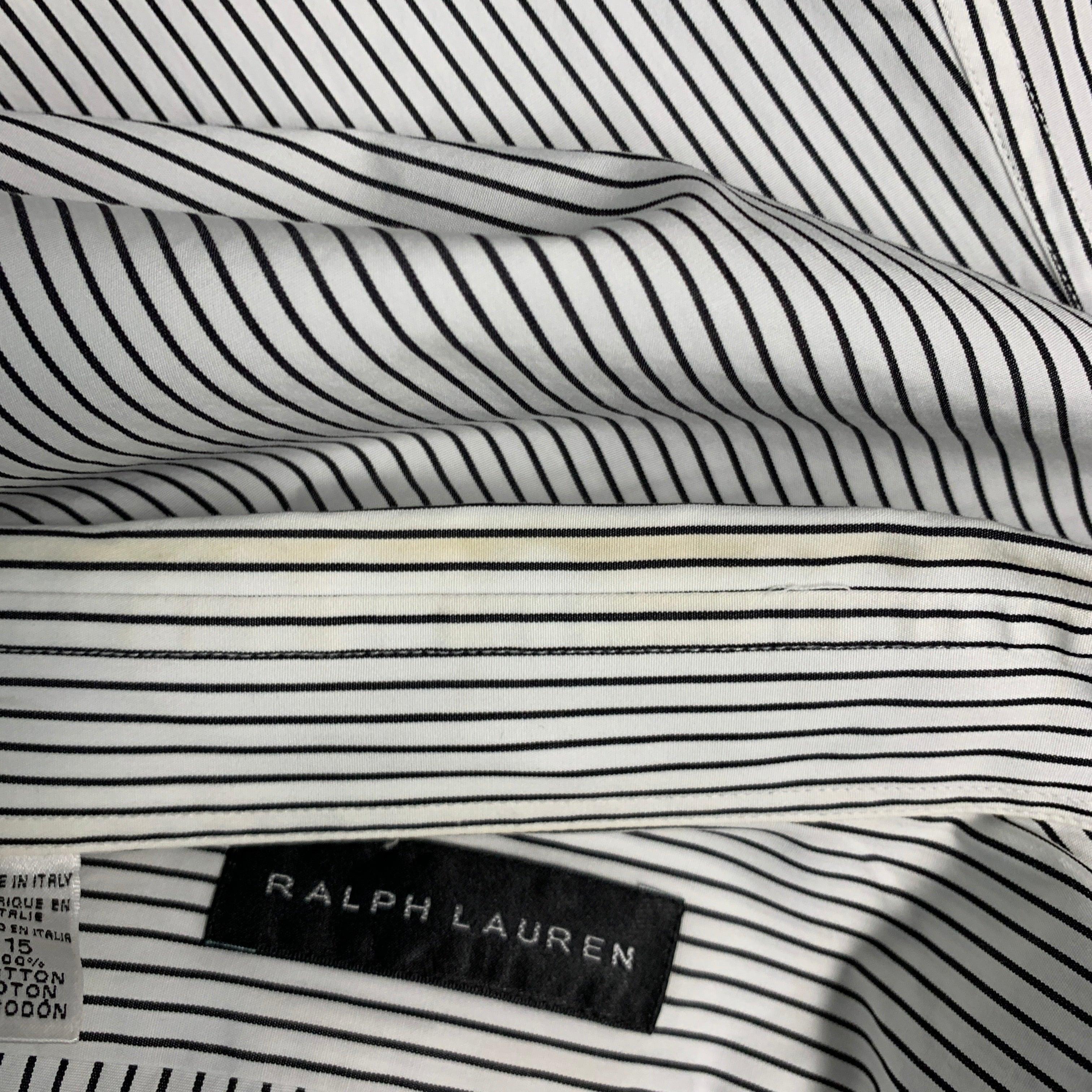 Chemise à manches longues Ralph Lauren à rayures noires et blanches et boutons en coton en vente 3