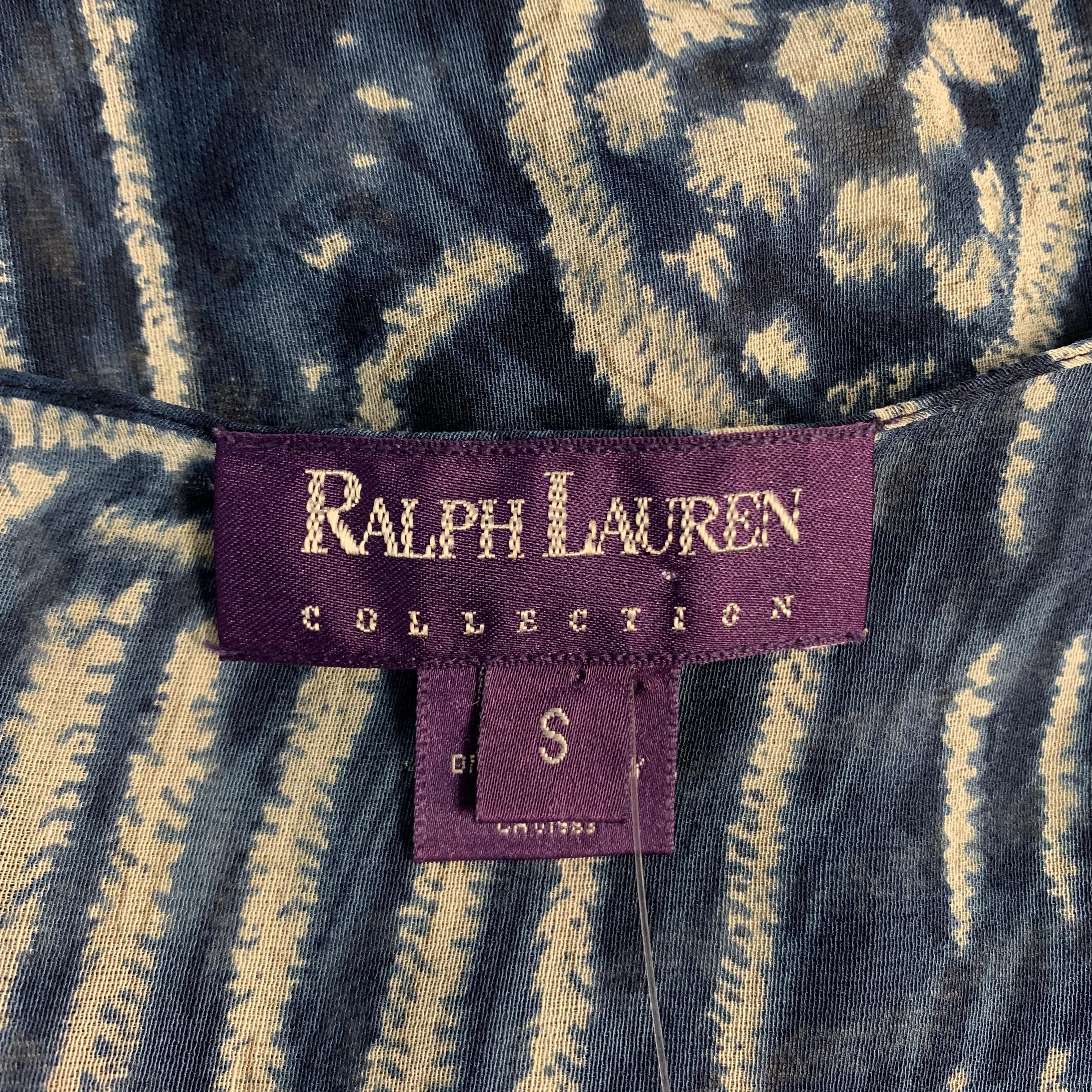 Women's RALPH LAUREN Size S Blue Abstract Silk Strapless Blouse