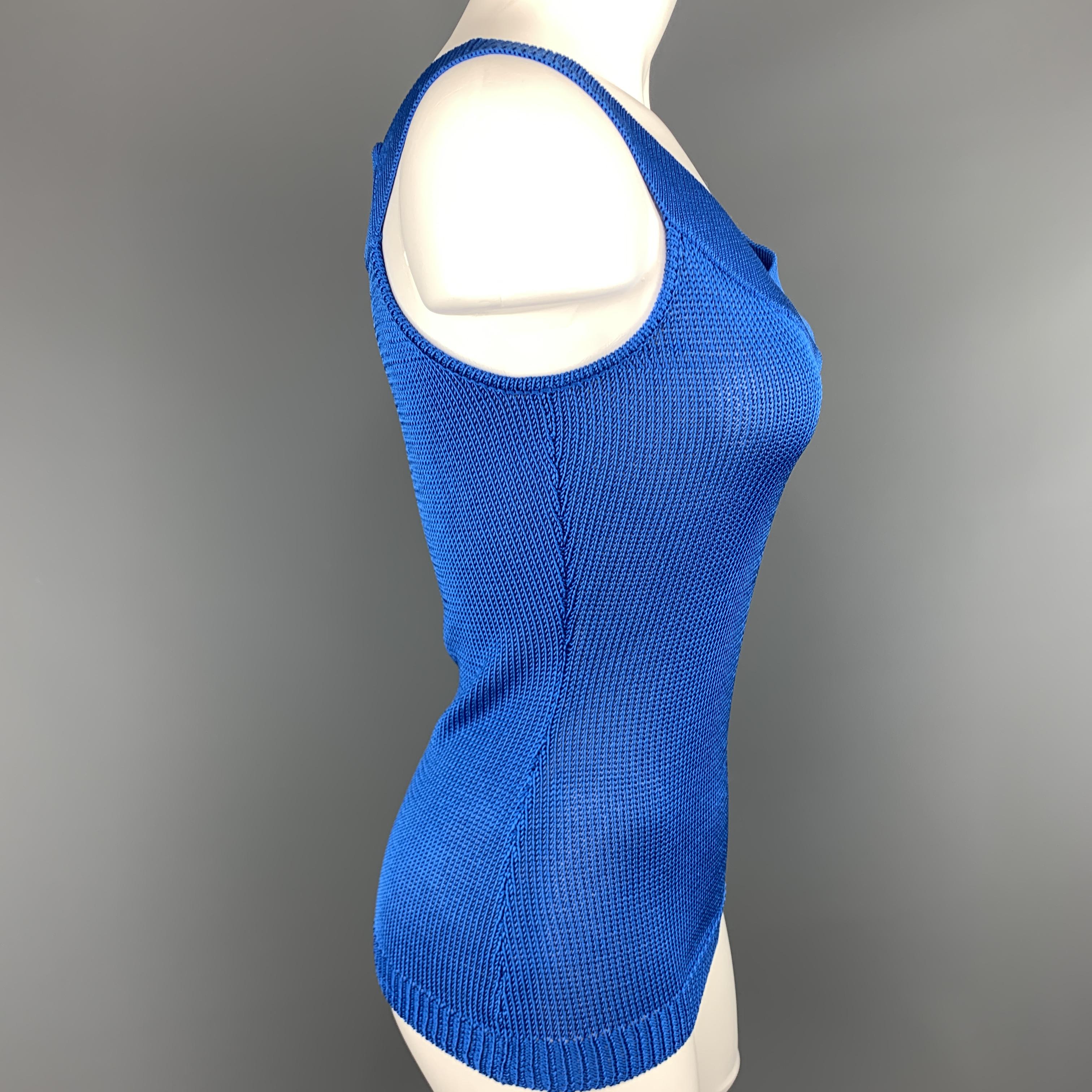 Women's RALPH LAUREN Size S Blue Silk Knit V neck Sleeveless Top