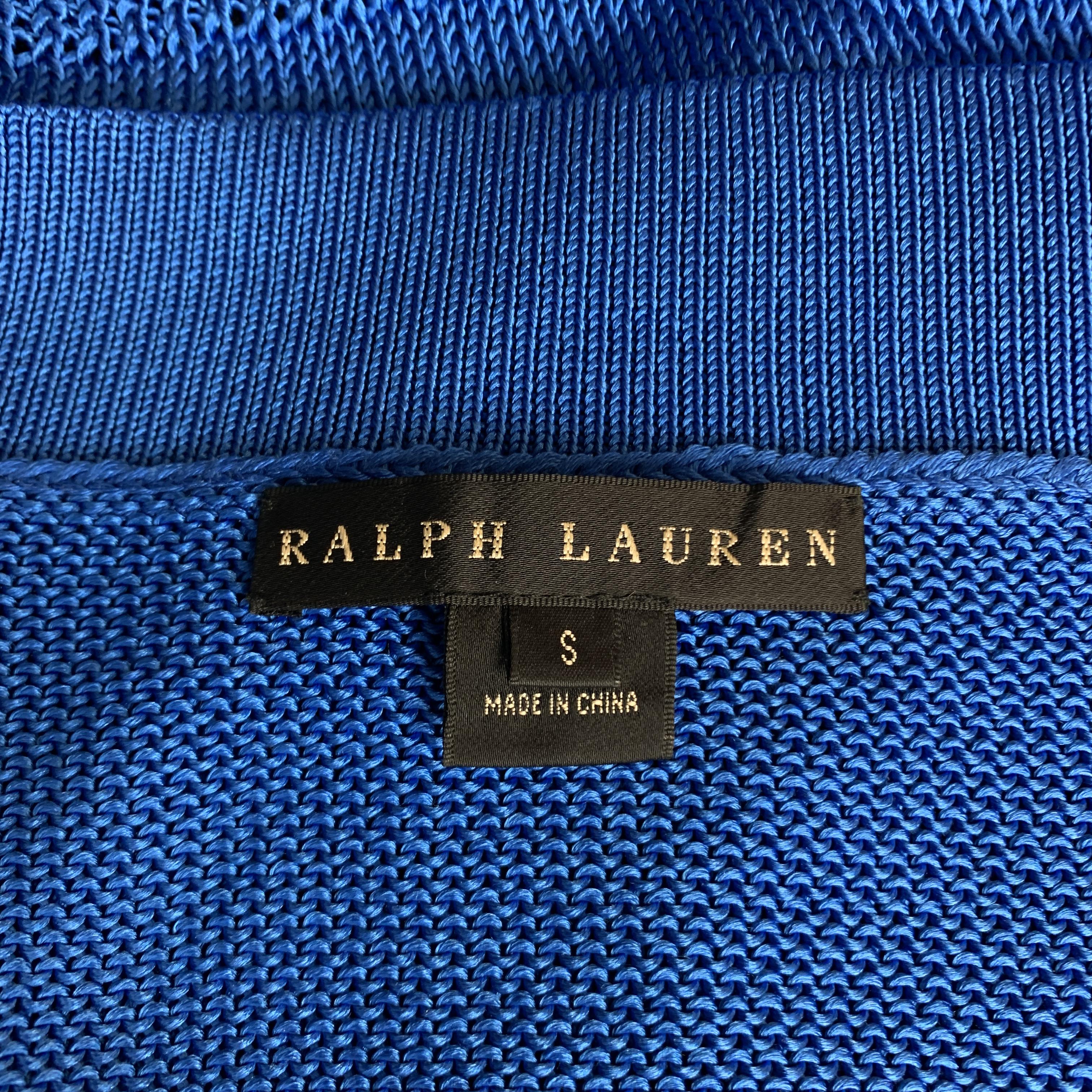 RALPH LAUREN Size S Blue Silk Knit V neck Sleeveless Top 2