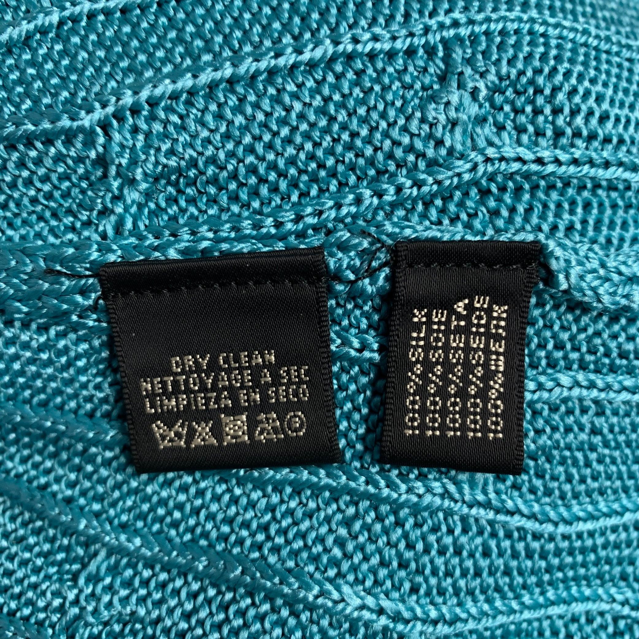 RALPH LAUREN Size S Blue Turquoise Silk Cable Long Sleeve Dress For Sale 1