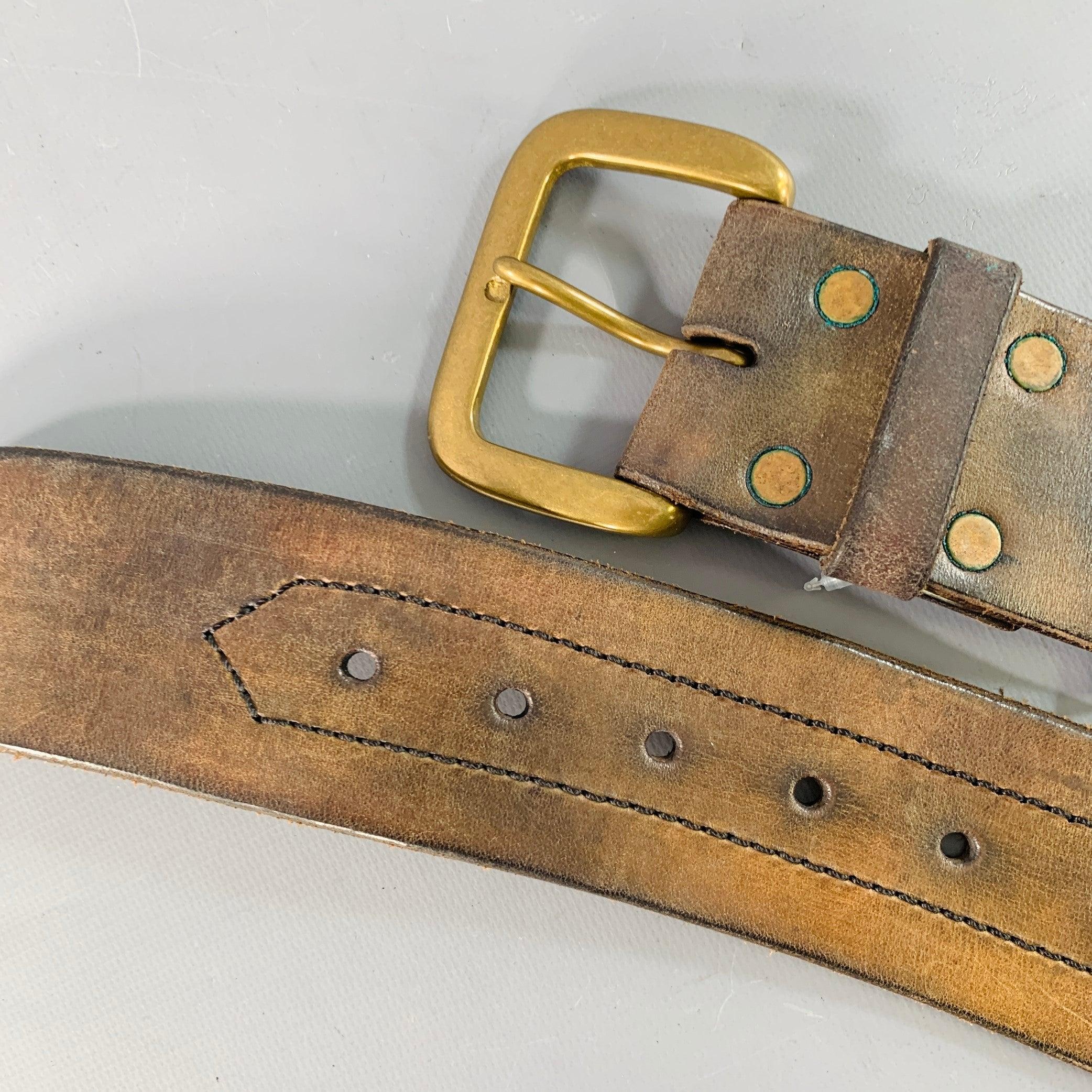 RALPH LAUREN Größe S Brauner Messing Ledergürtel im Angebot 1
