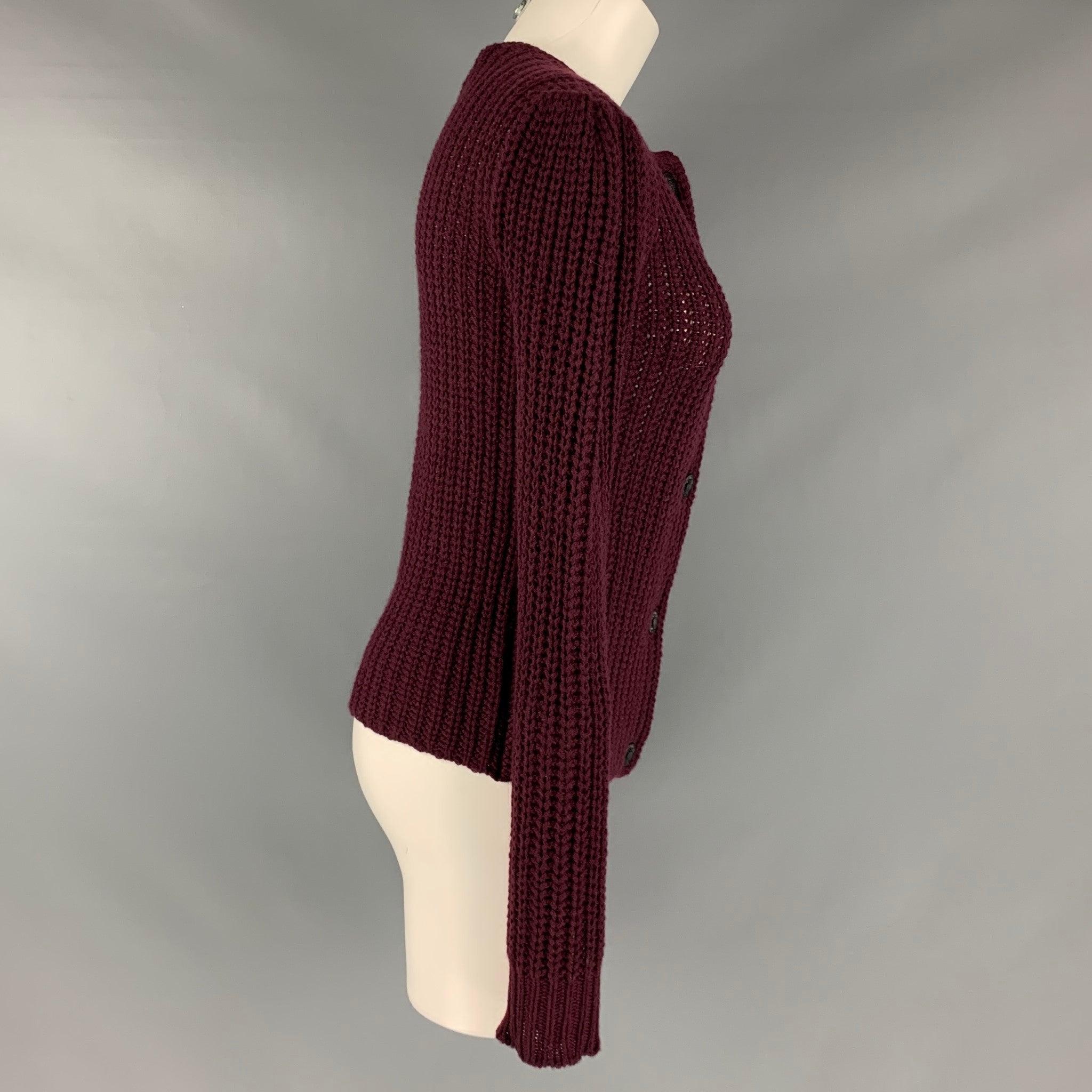RALPH LAUREN Size S Burgundy Cashmere Cardigan In Excellent Condition For Sale In San Francisco, CA