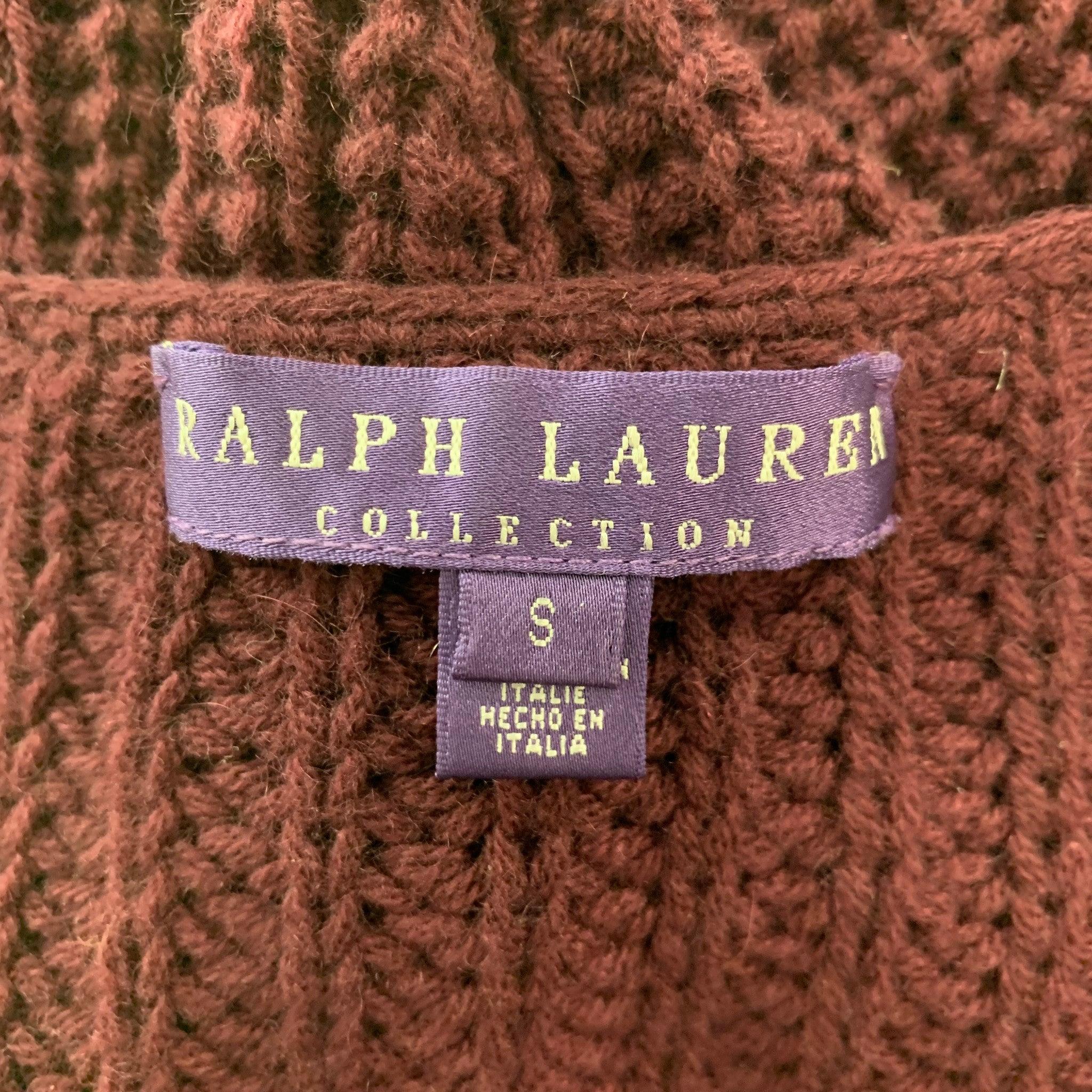 RALPH LAUREN Size S Burgundy Cashmere Cardigan For Sale 1
