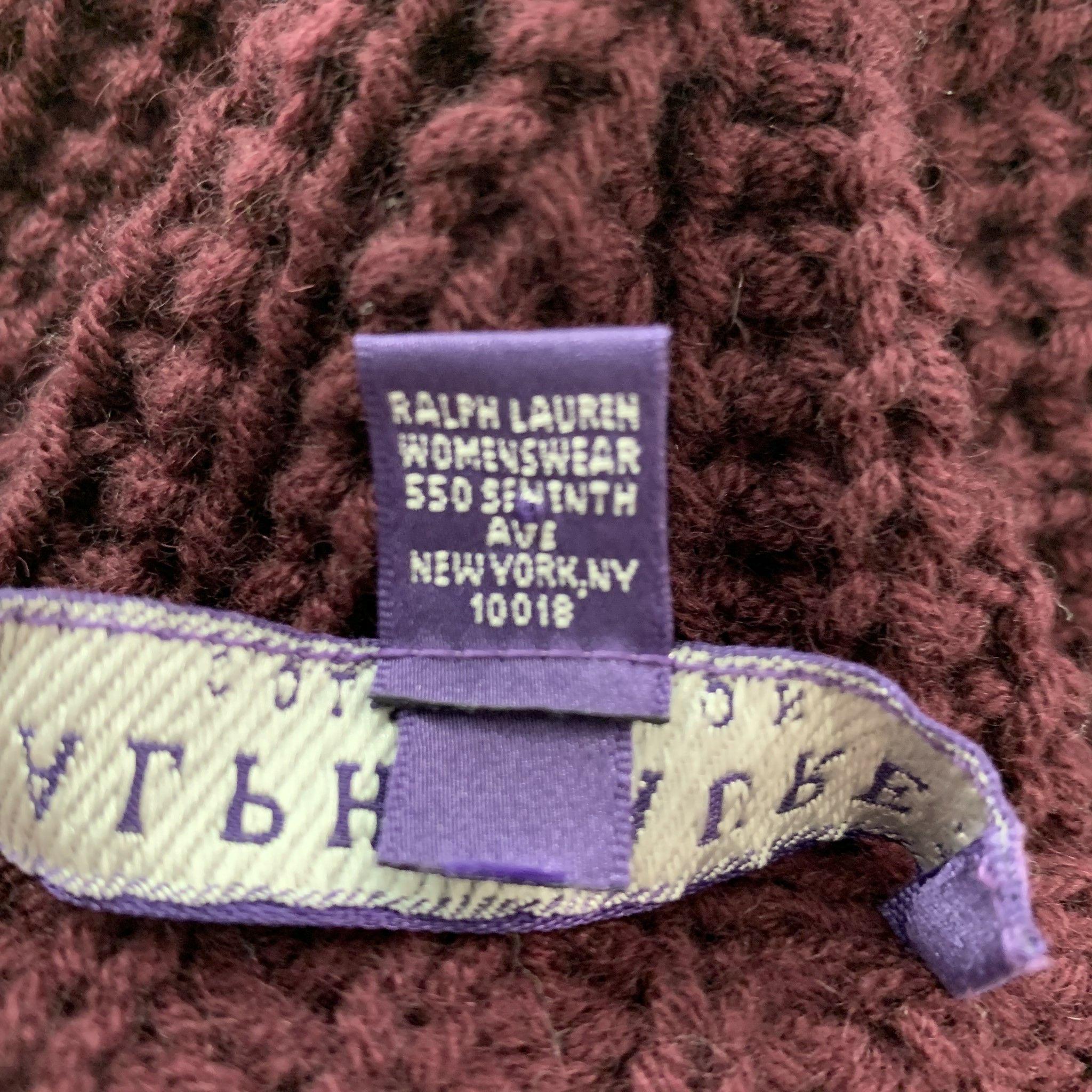RALPH LAUREN Size S Burgundy Cashmere Cardigan For Sale 2