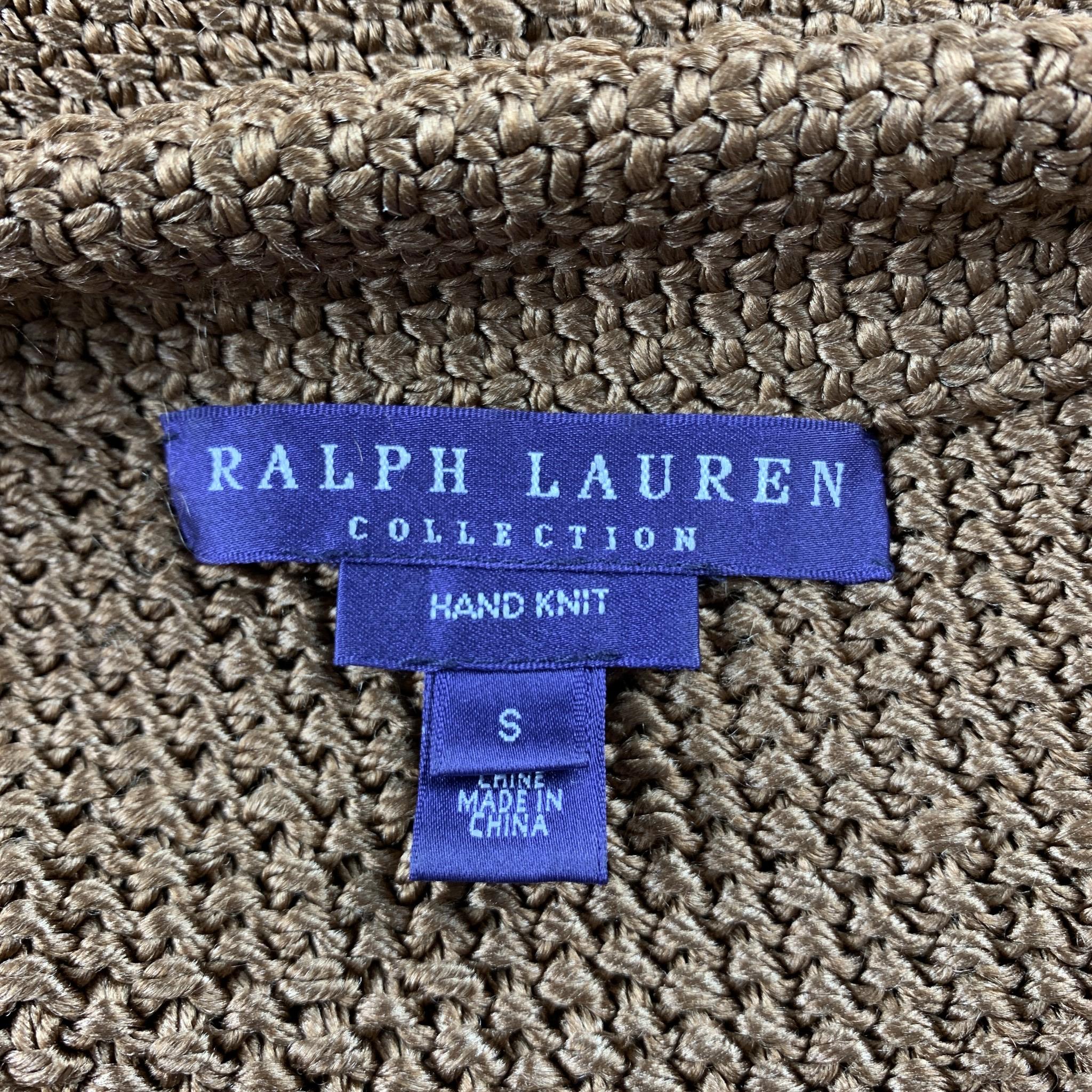 RALPH LAUREN Size S Copper Knitted Textured Silk Open Front Cardigan In Good Condition In San Francisco, CA