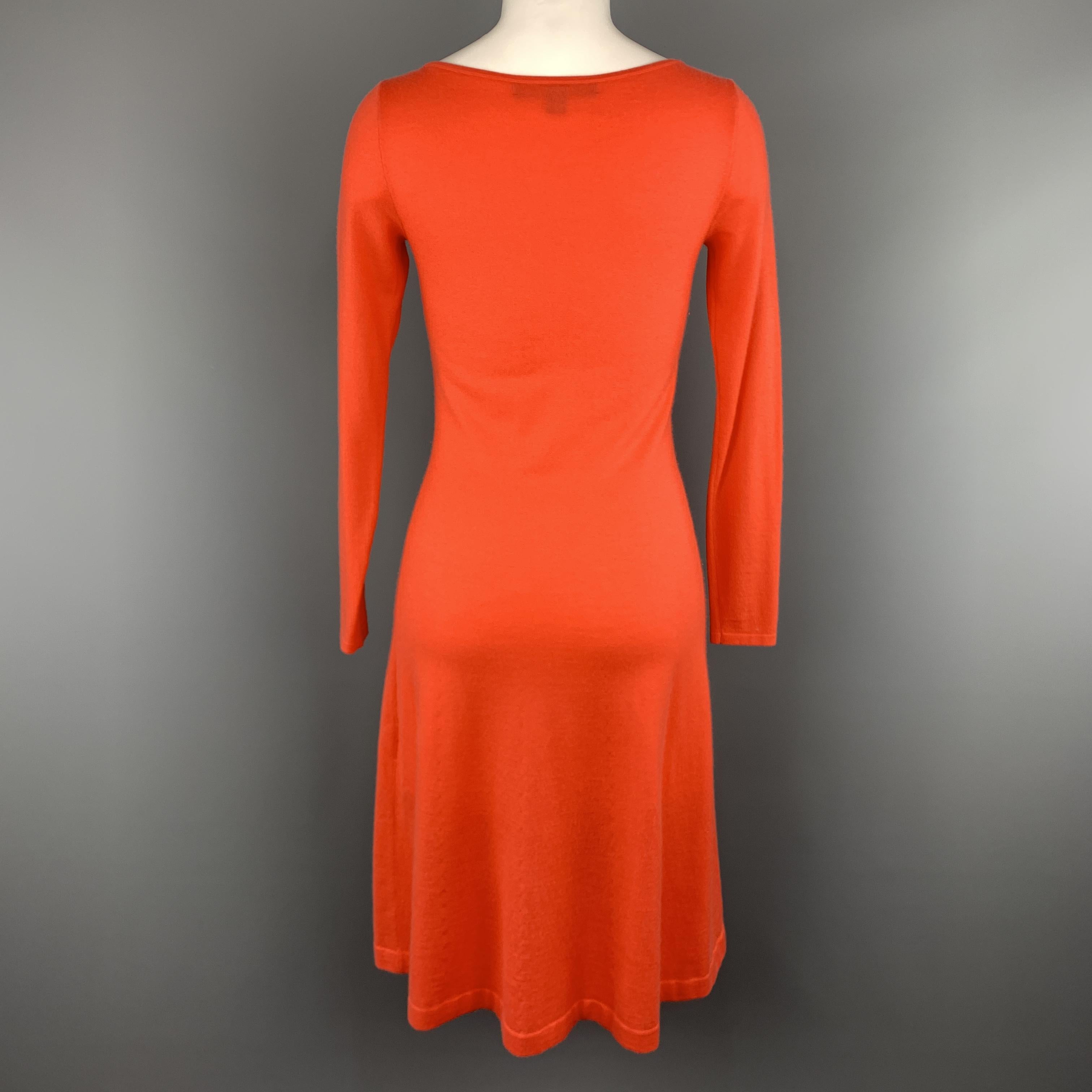 RALPH LAUREN Size S Coral Pink Cashmere Scoop Neck Long Sleeve Sweater Dress In Excellent Condition In San Francisco, CA