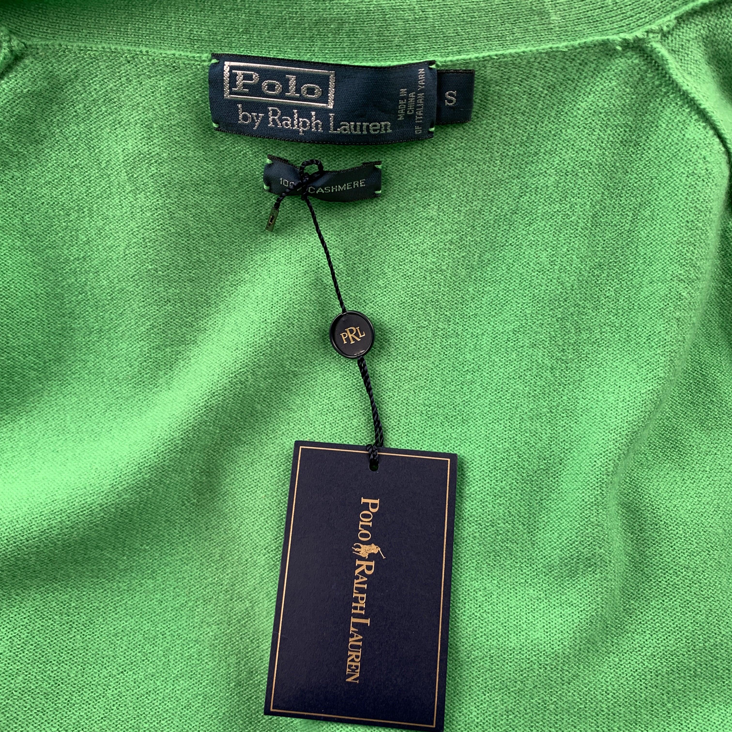 RALPH LAUREN Size S Green Cashmere Buttoned Cardigan 1