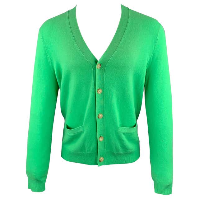 VALENTINO Size L Lime Green Wool Blend Cropped Cardigan For Sale at ...