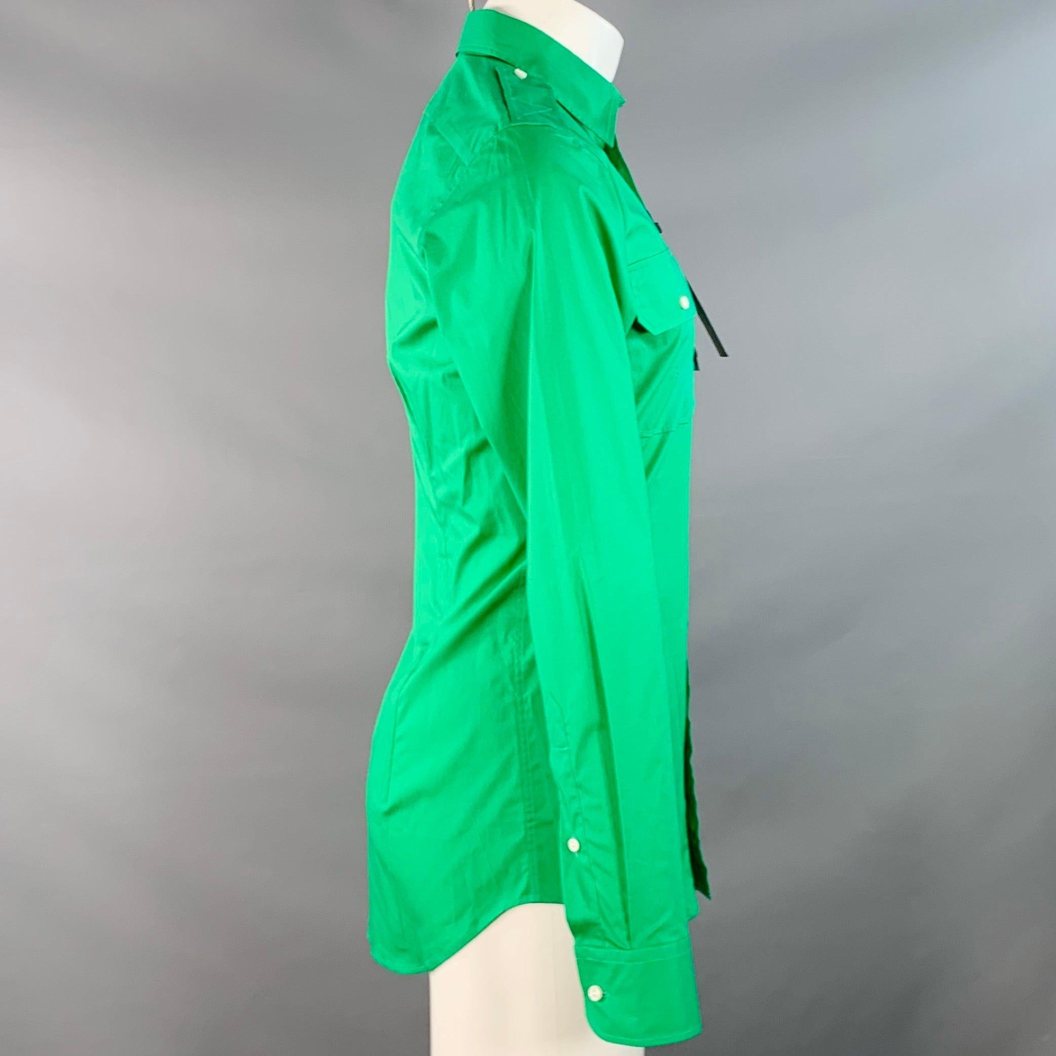Vert RALPH LAUREN Taille S Chemise à manches longues à épaulettes en coton mélangé vert en vente