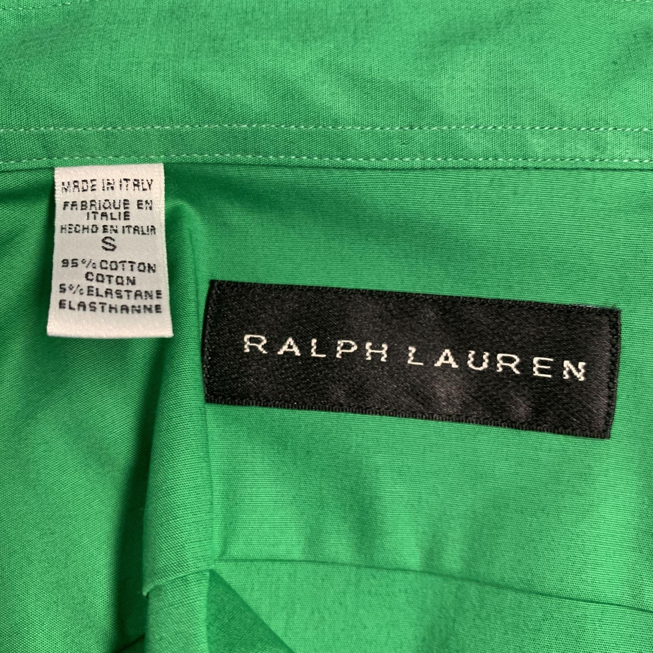 RALPH LAUREN Taille S Chemise à manches longues à épaulettes en coton mélangé vert Pour hommes en vente
