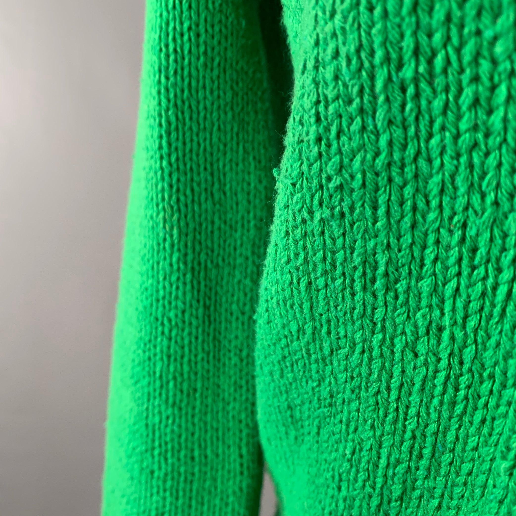 Women's RALPH LAUREN Size S Green Cotton Knit V-Neck Sweater