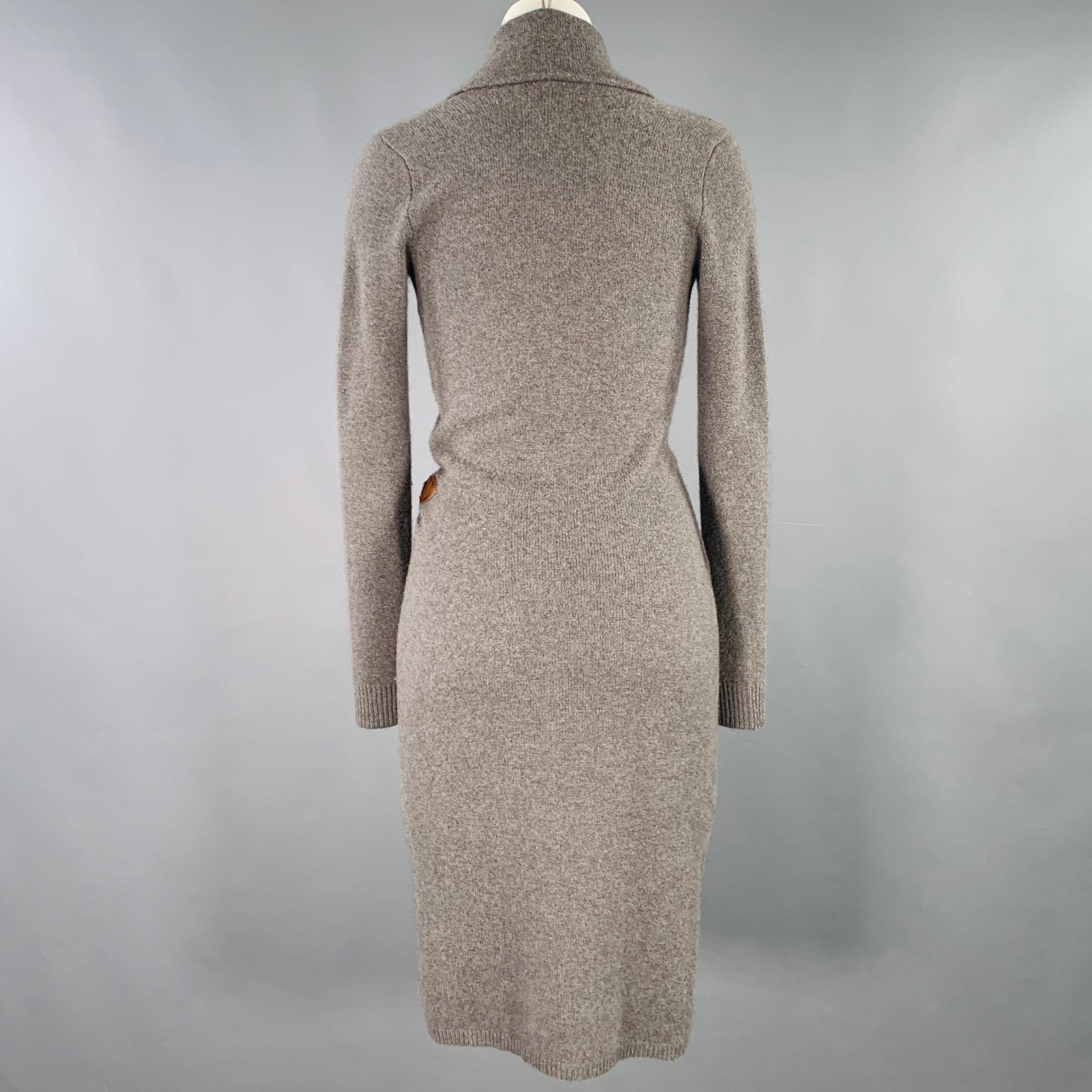 Gray RALPH LAUREN Size S Grey Charcoal Merino Wool Blend Sweater Dress For Sale