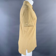 RALPH LAUREN Größe S Khaki Braun Logo Baumwolle Geripptes Polo