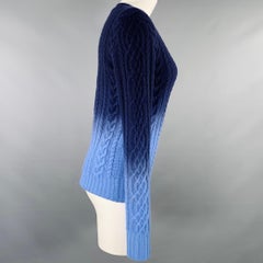 RALPH LAUREN Size S Navy Blue Cashmere Ombre Cable Knit Pullover