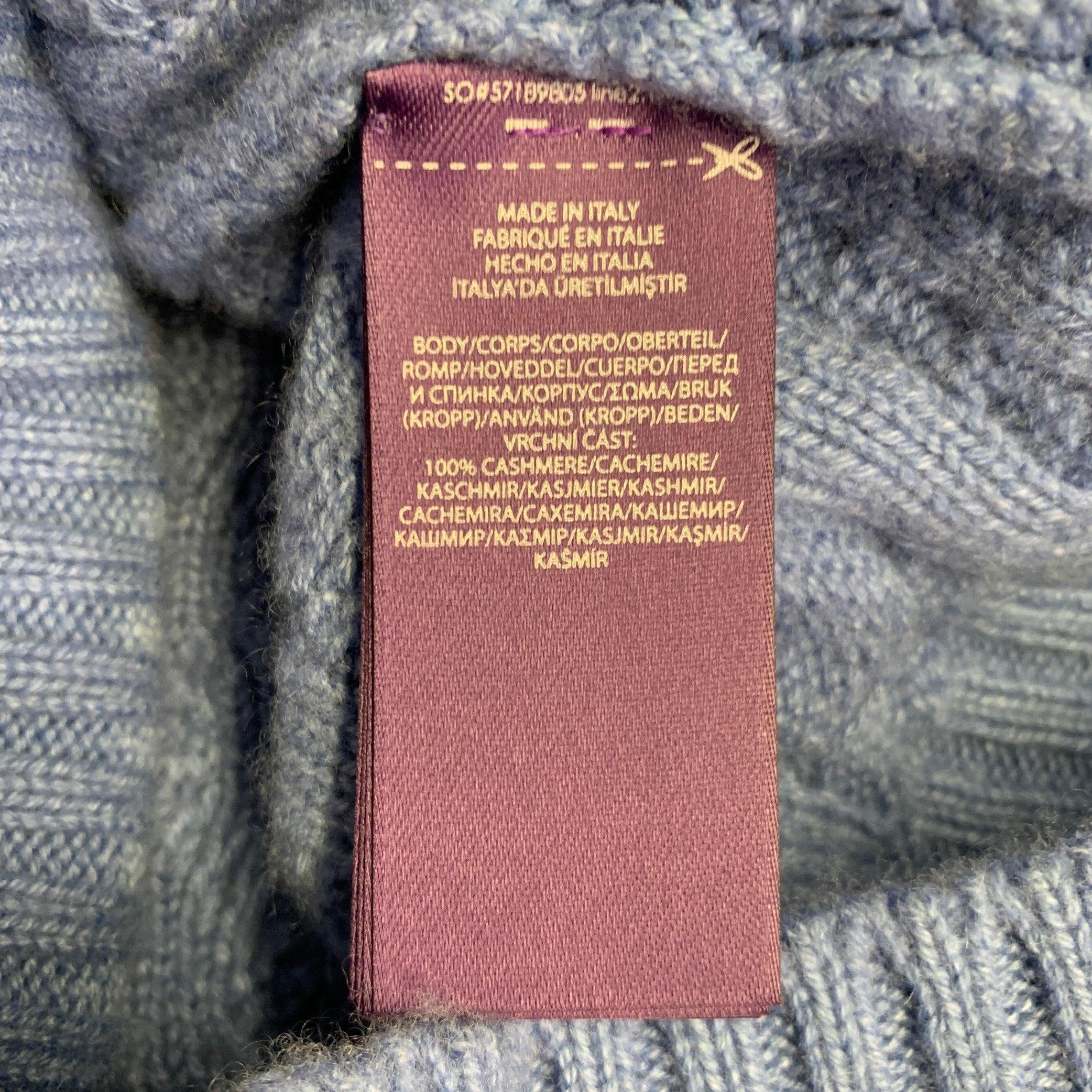 RALPH LAUREN Size S Navy Blue Cashmere Ombre Cable Knit Pullover For Sale 1