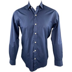 RALPH LAUREN Size S Navy Cotton Button Up Long Sleeve Shirt