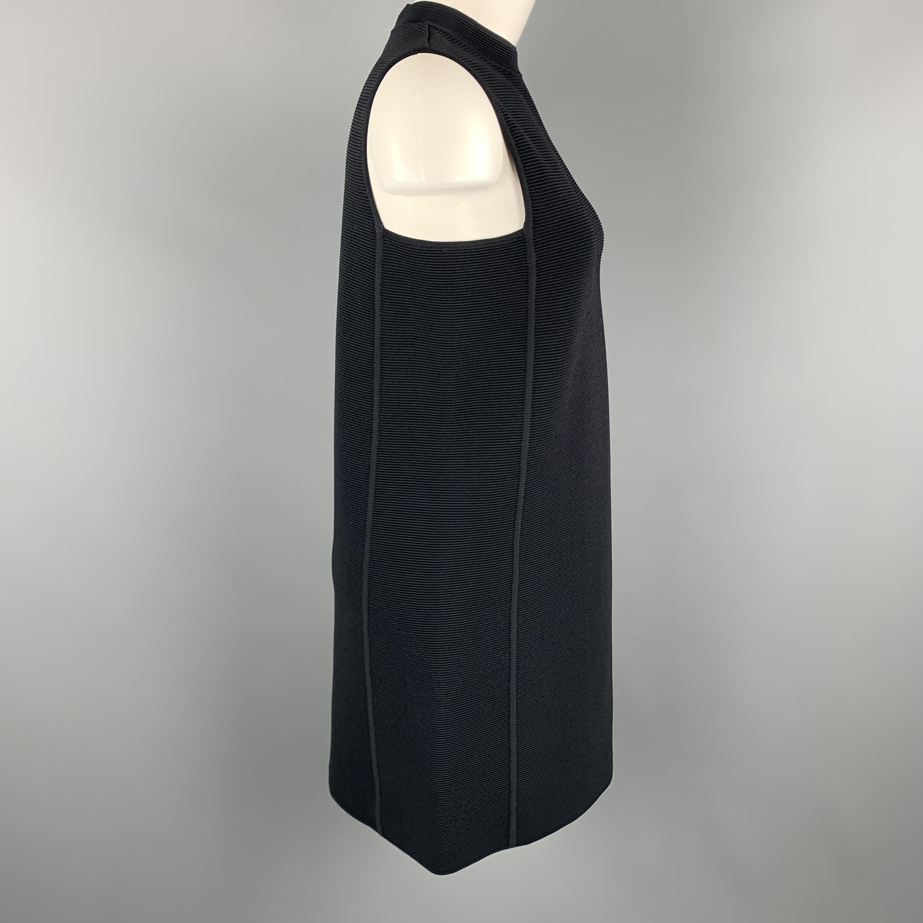 Women's RALPH LAUREN Size S Navy Ribbed Knit Viscose Blend Mock Neck A Line Dress