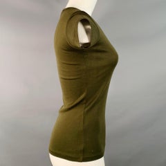 RALPH LAUREN Size S Olive Green Mercerized Cotton Crew Neck T-shirt Casual Top