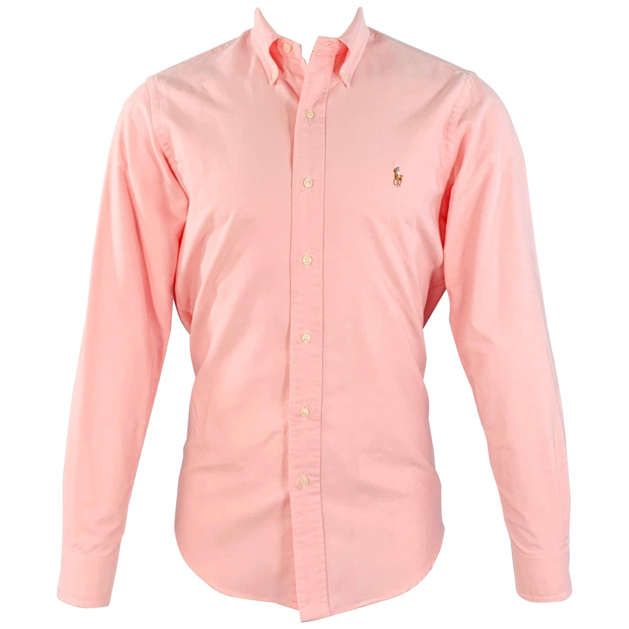 RALPH LAUREN Size S Pink Cotton Button Down Collar Long Sleeve Shirt
