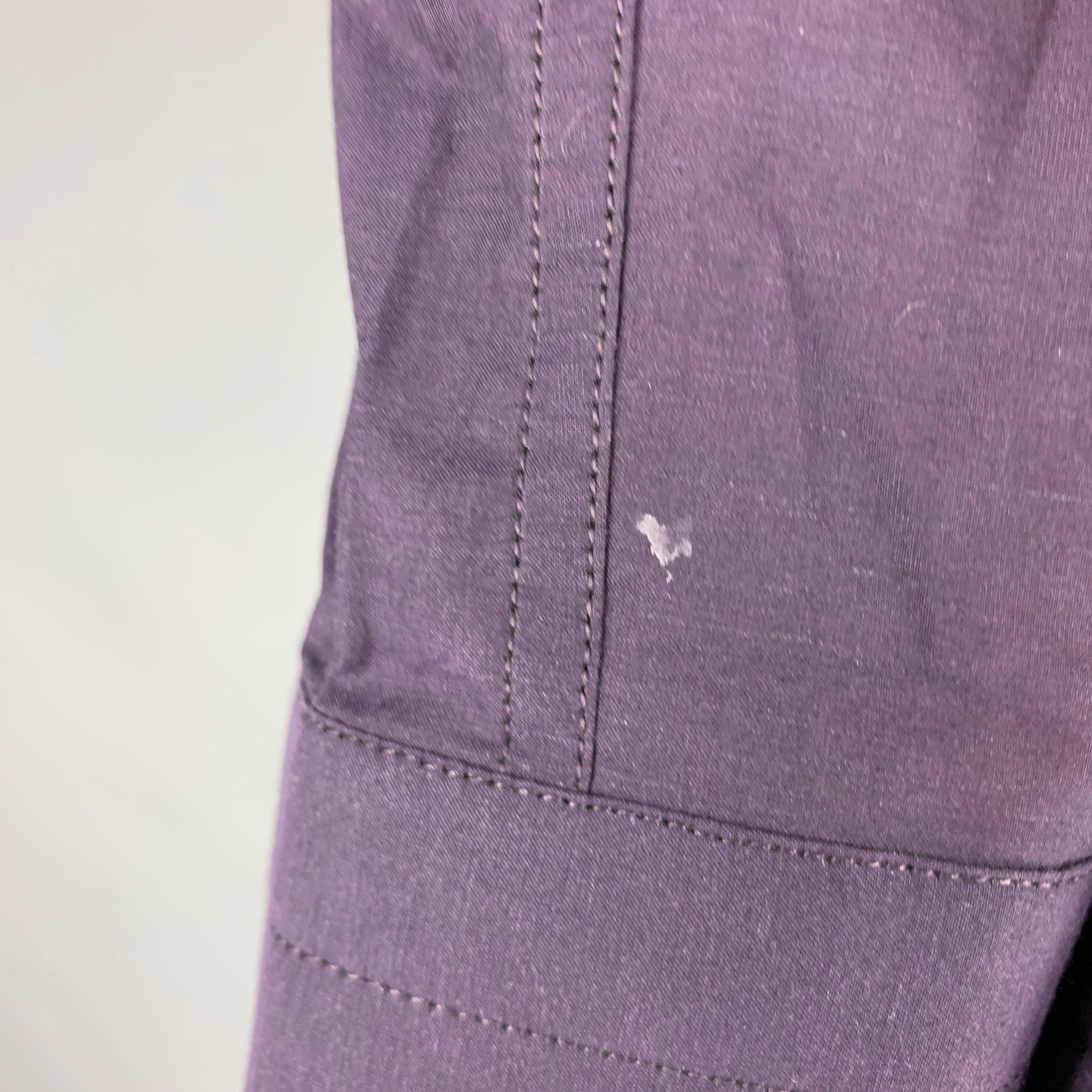 Men's RALPH LAUREN Size S Purple Cotton Button Up Long Sleeve Shirt For Sale