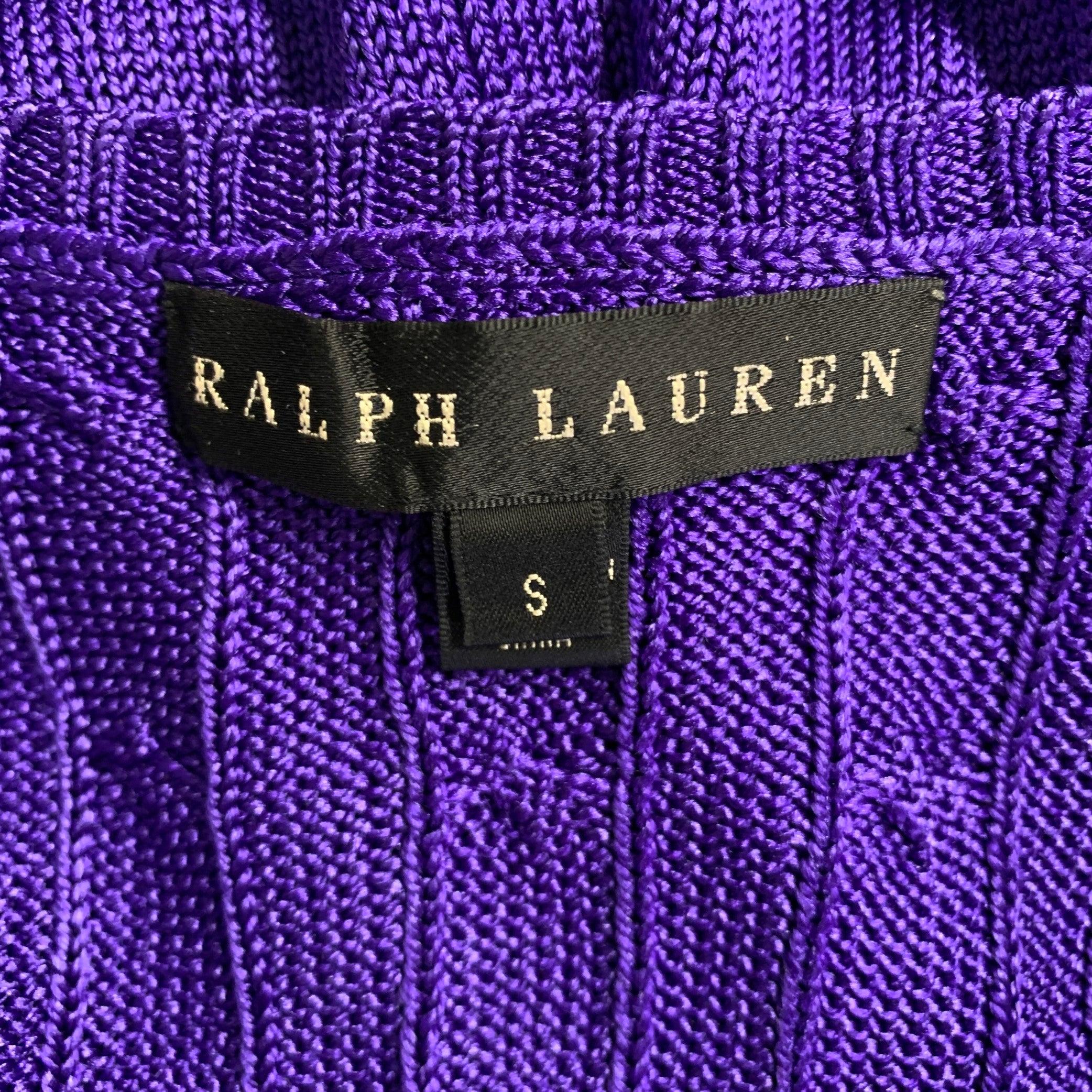 RALPH LAUREN Size S Purple Silk Cable Long Sleeve Dress For Sale 1