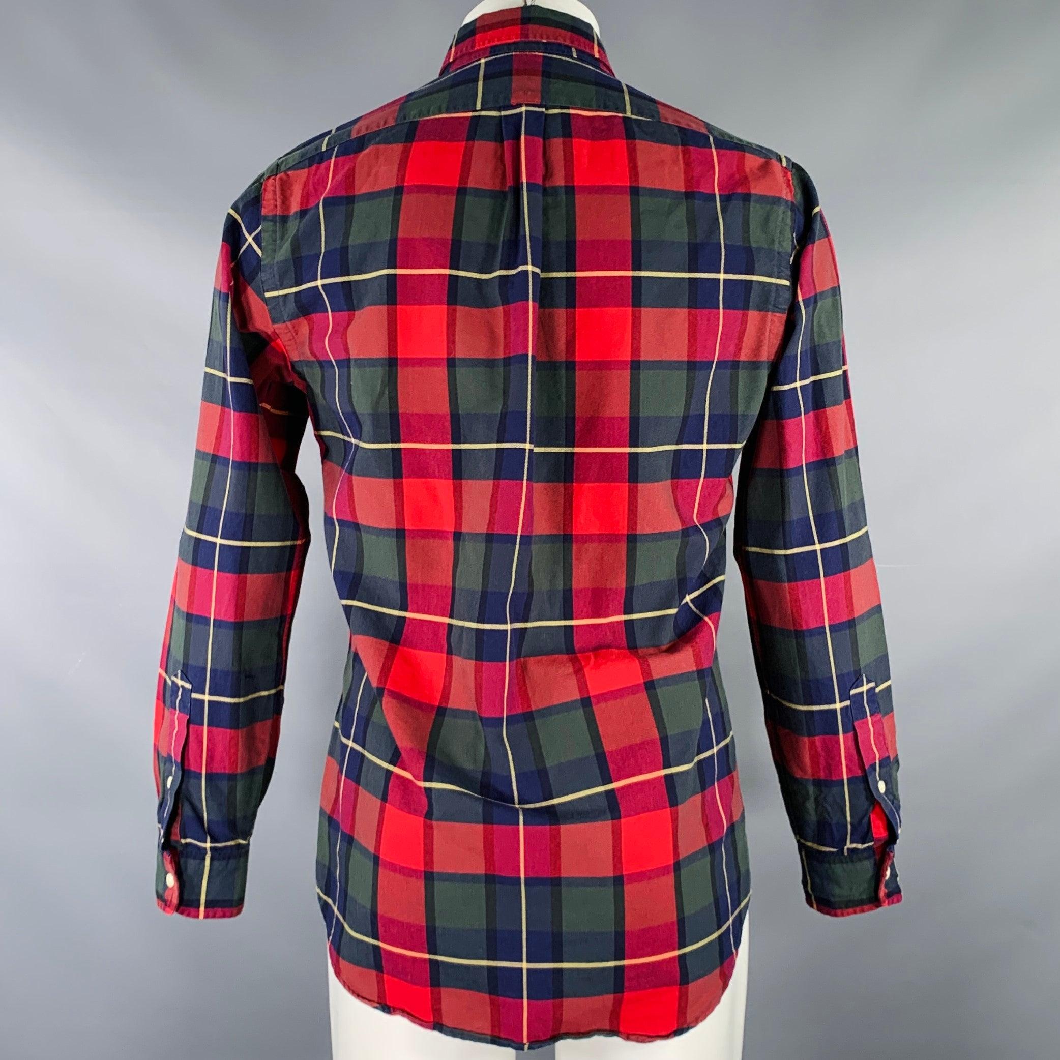 RALPH LAUREN Size S Red Blue Green Plaid Woven Button Down Long Sleeve Shirt In Good Condition For Sale In San Francisco, CA