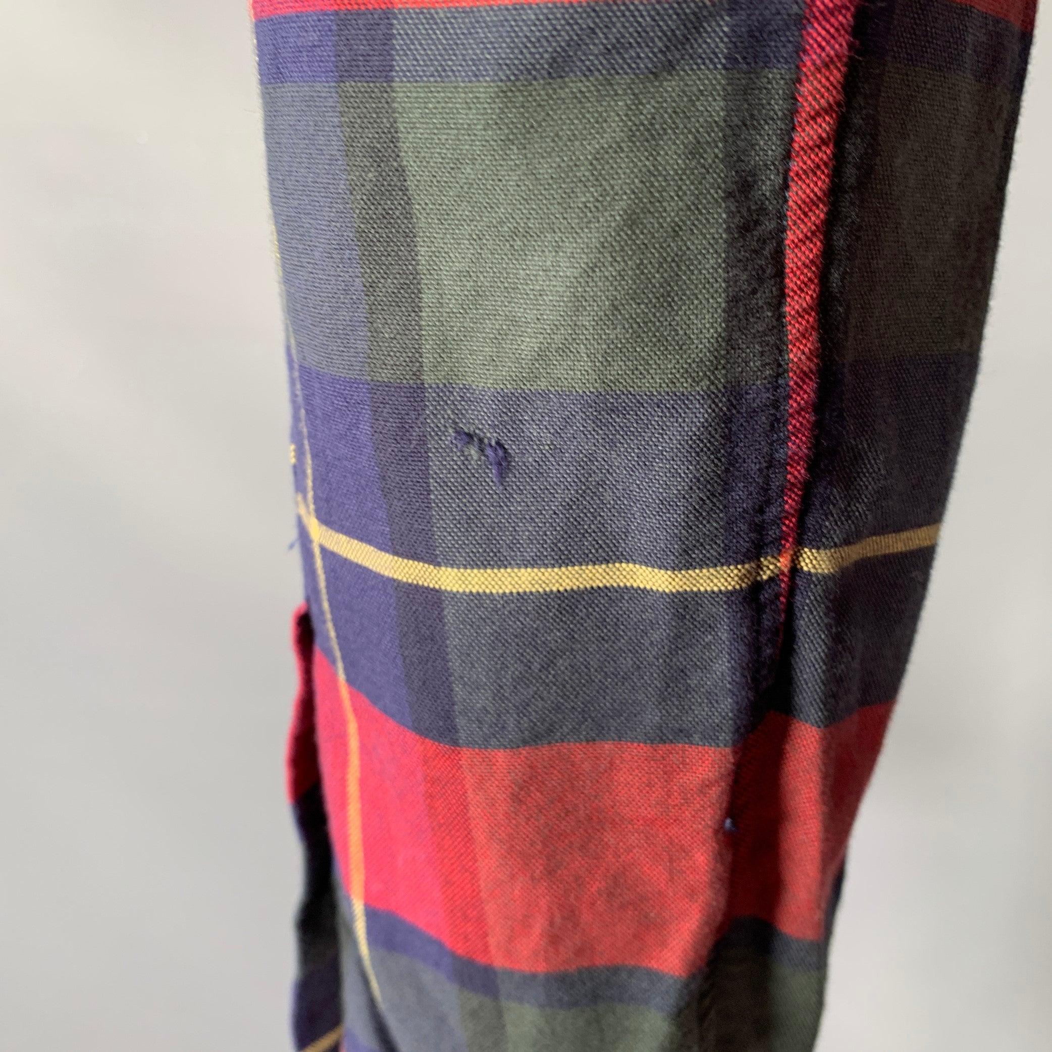 Men's RALPH LAUREN Size S Red Blue Green Plaid Woven Button Down Long Sleeve Shirt For Sale