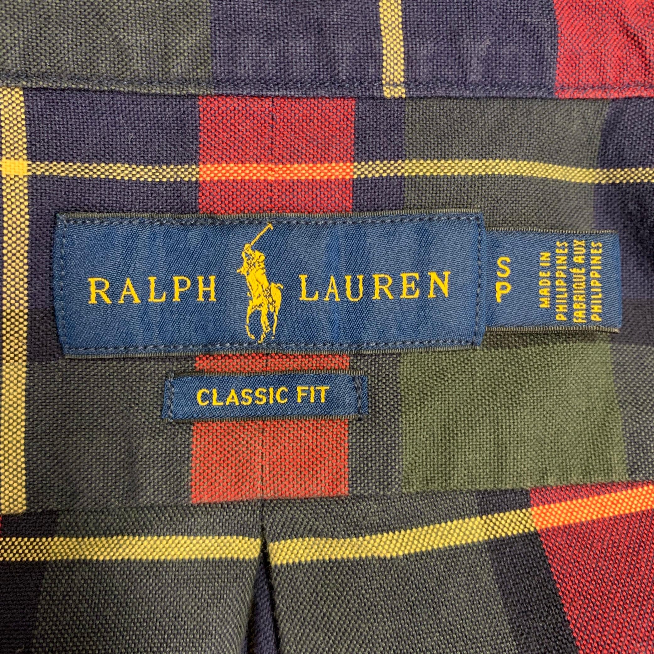 RALPH LAUREN Size S Red Blue Green Plaid Woven Button Down Long Sleeve Shirt For Sale 1