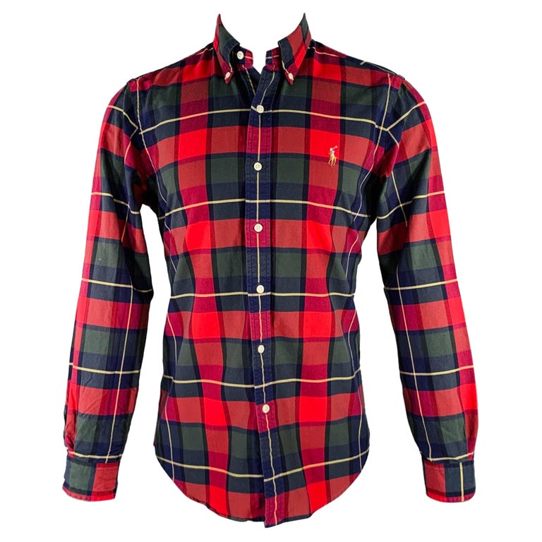 RALPH LAUREN Size S Red Blue Green Plaid Woven Button Down Long